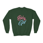 Baby Girl Youth Sweatshirt — Pink & Blue Script Crewneck - 314 Originals