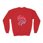 Baby Girl Youth Sweatshirt — Pink & Blue Script Crewneck - 314 Originals