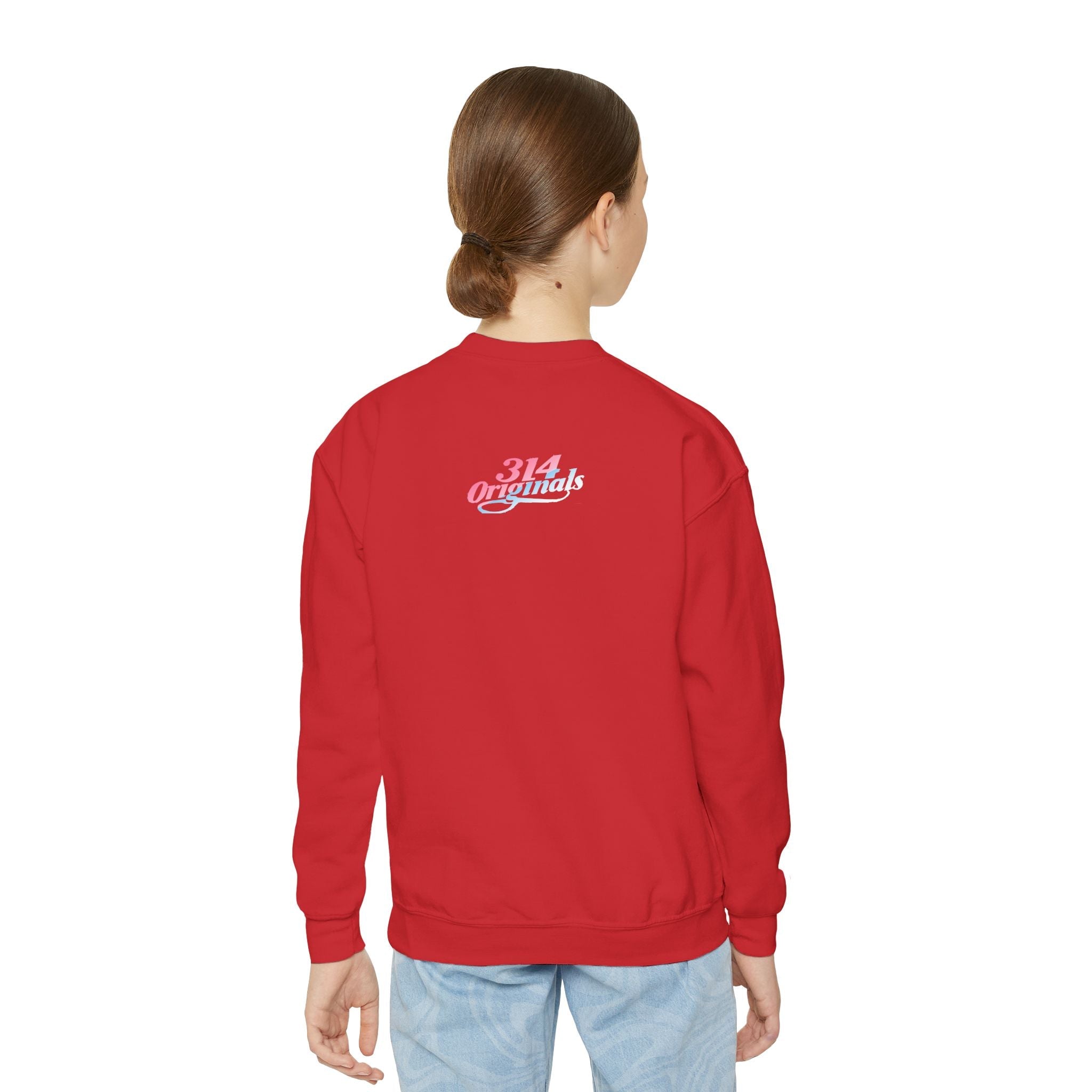 Baby Girl Youth Sweatshirt — Pink & Blue Script Crewneck - 314 Originals