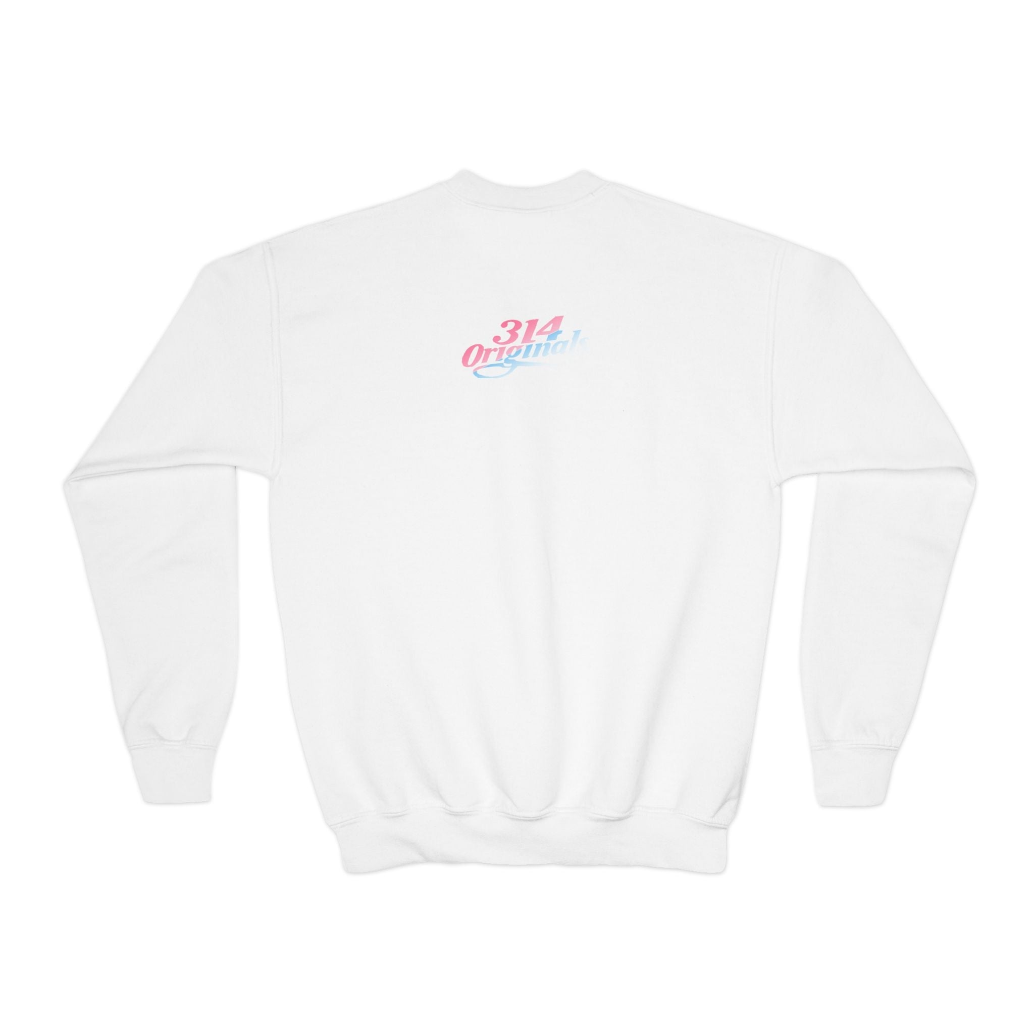 Baby Girl Youth Sweatshirt — Pink & Blue Script Crewneck - 314 Originals