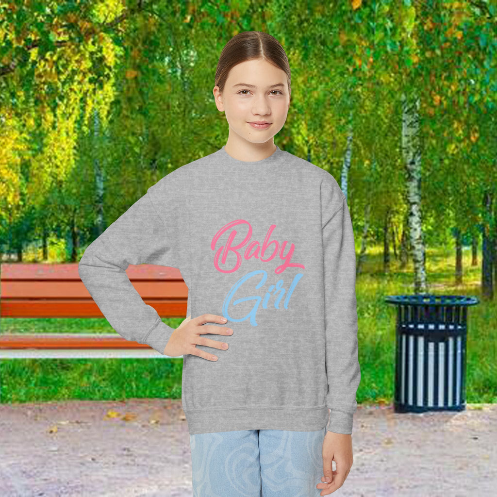 Baby Girl Youth Sweatshirt — Pink & Blue Script Crewneck - 314 Originals