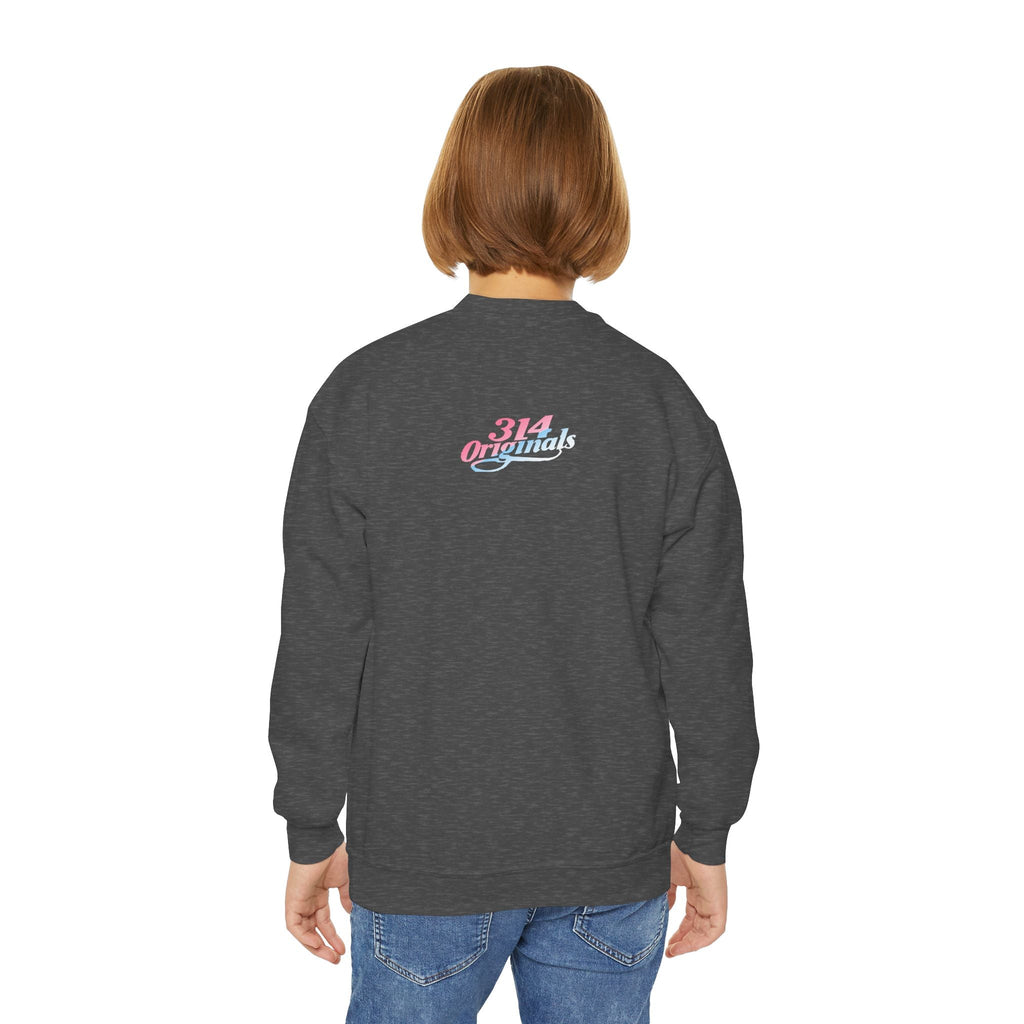 Baby Girl Youth Sweatshirt — Pink & Blue Script Crewneck - 314 Originals