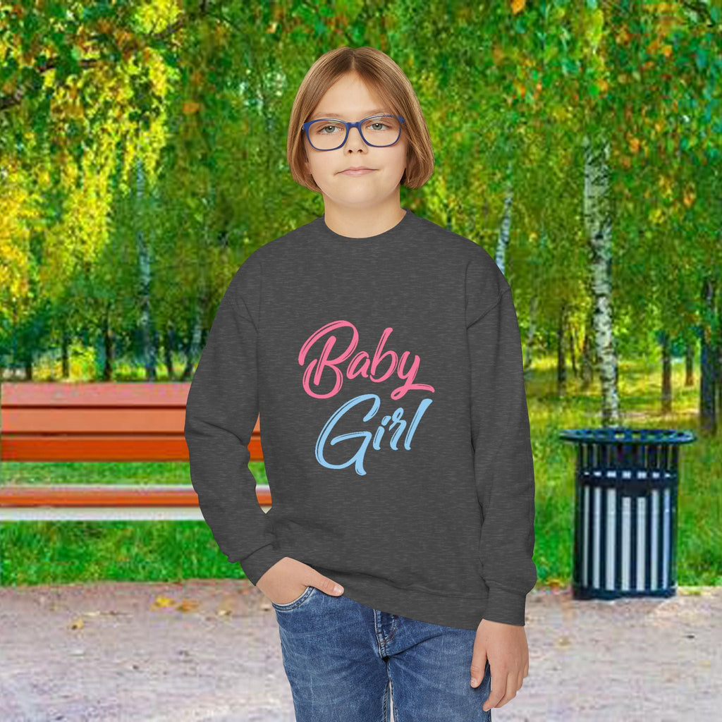 Baby Girl Youth Sweatshirt — Pink & Blue Script Crewneck - 314 Originals