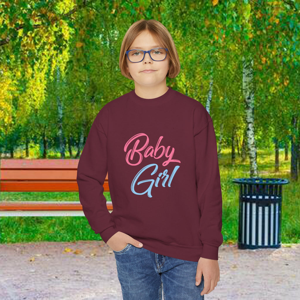 Baby Girl Youth Sweatshirt — Pink & Blue Script Crewneck - 314 Originals