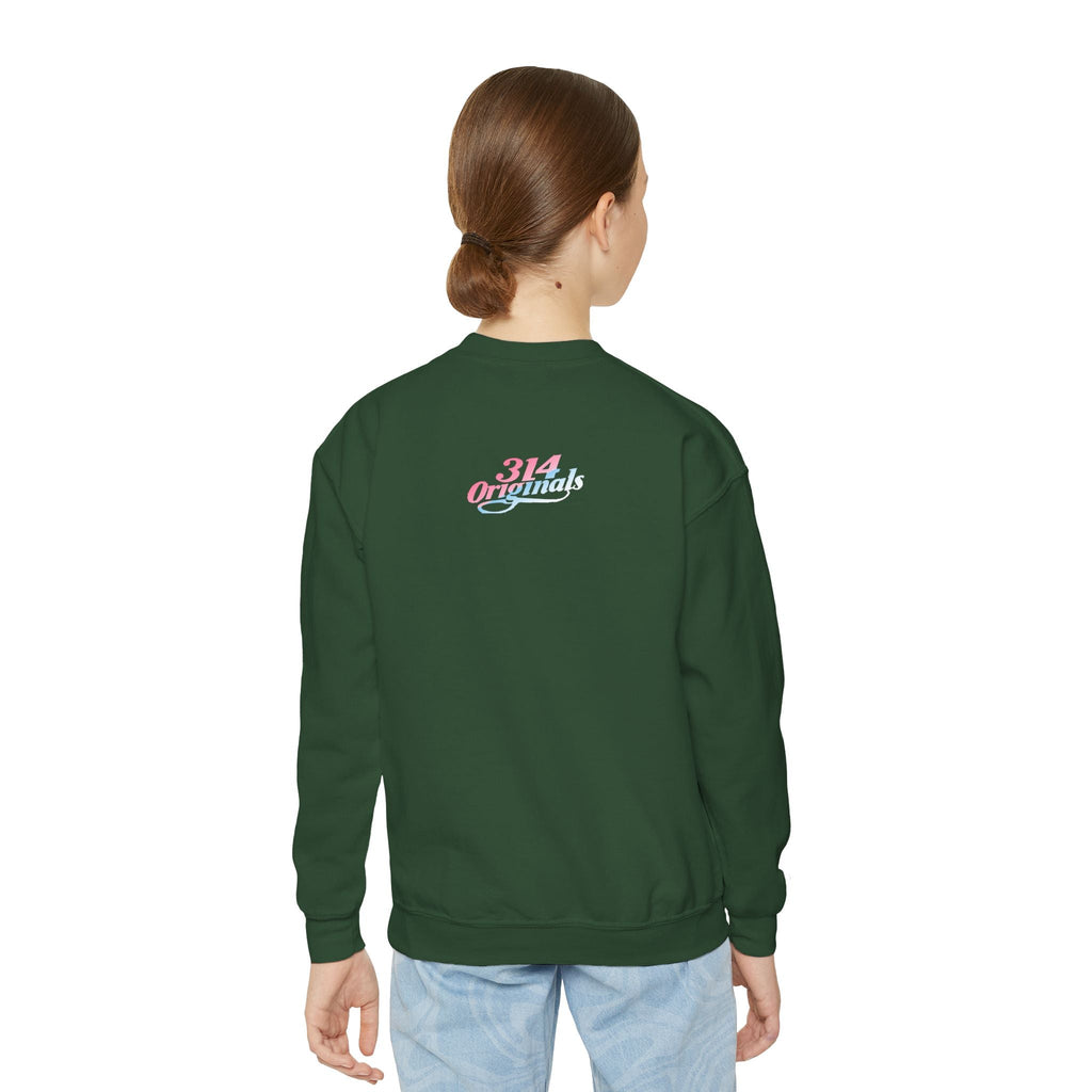 Baby Girl Youth Sweatshirt — Pink & Blue Script Crewneck - 314 Originals