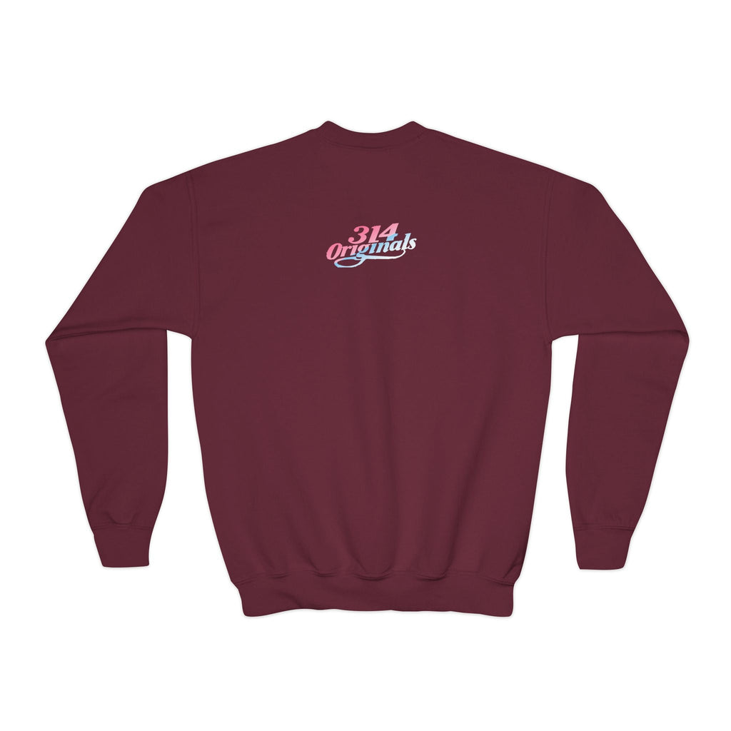 Baby Girl Youth Sweatshirt — Pink & Blue Script Crewneck - 314 Originals