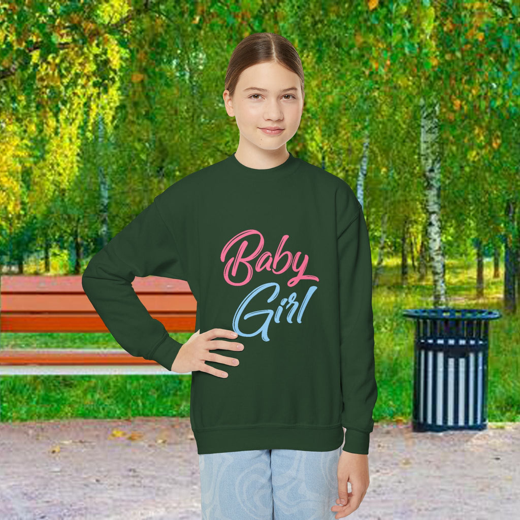 Baby Girl Youth Sweatshirt — Pink & Blue Script Crewneck - 314 Originals