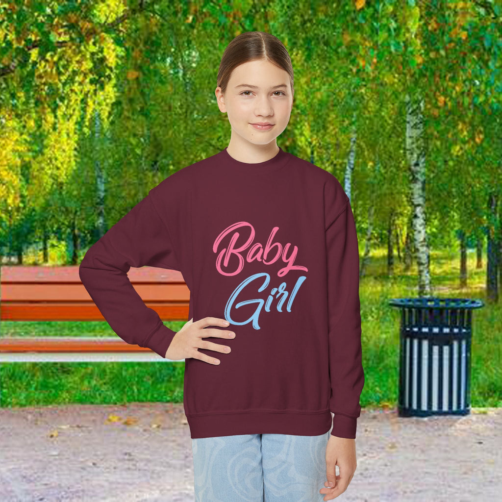 Baby Girl Youth Sweatshirt — Pink & Blue Script Crewneck - 314 Originals