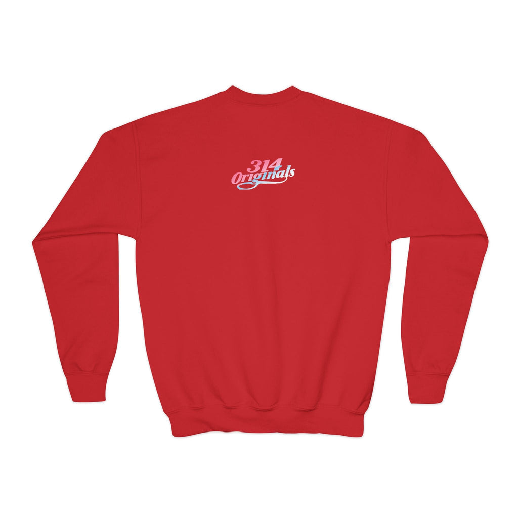 Baby Girl Youth Sweatshirt — Pink & Blue Script Crewneck - 314 Originals