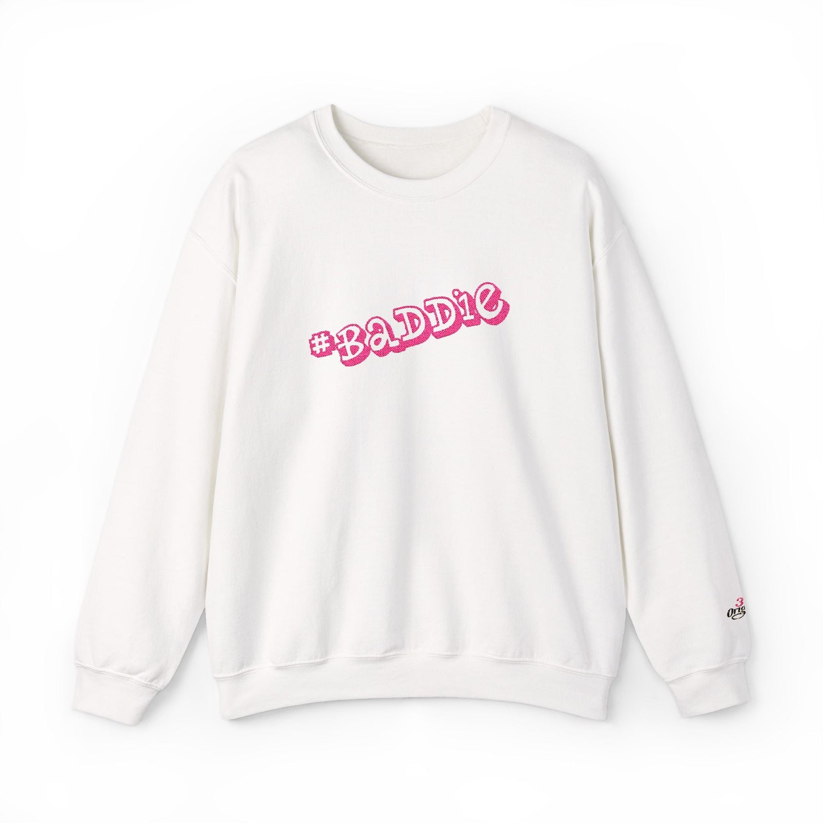 Baddie Pink Floral Logo White Crewneck Sweatshirt - 314 Originals