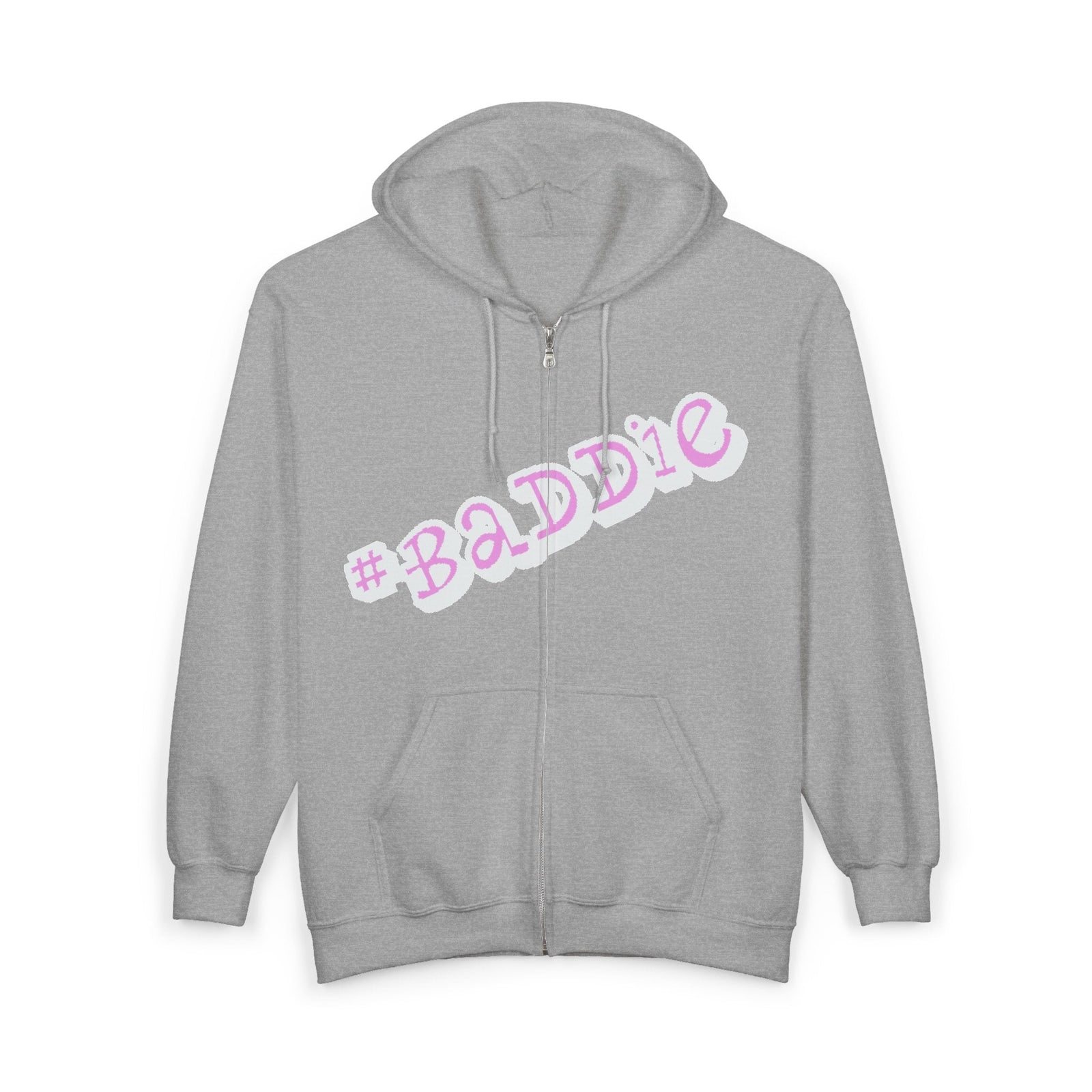 Baddie Pink Script Zip Hoodie — Trendy Streetwear Graphic Hoodie - 314 Originals