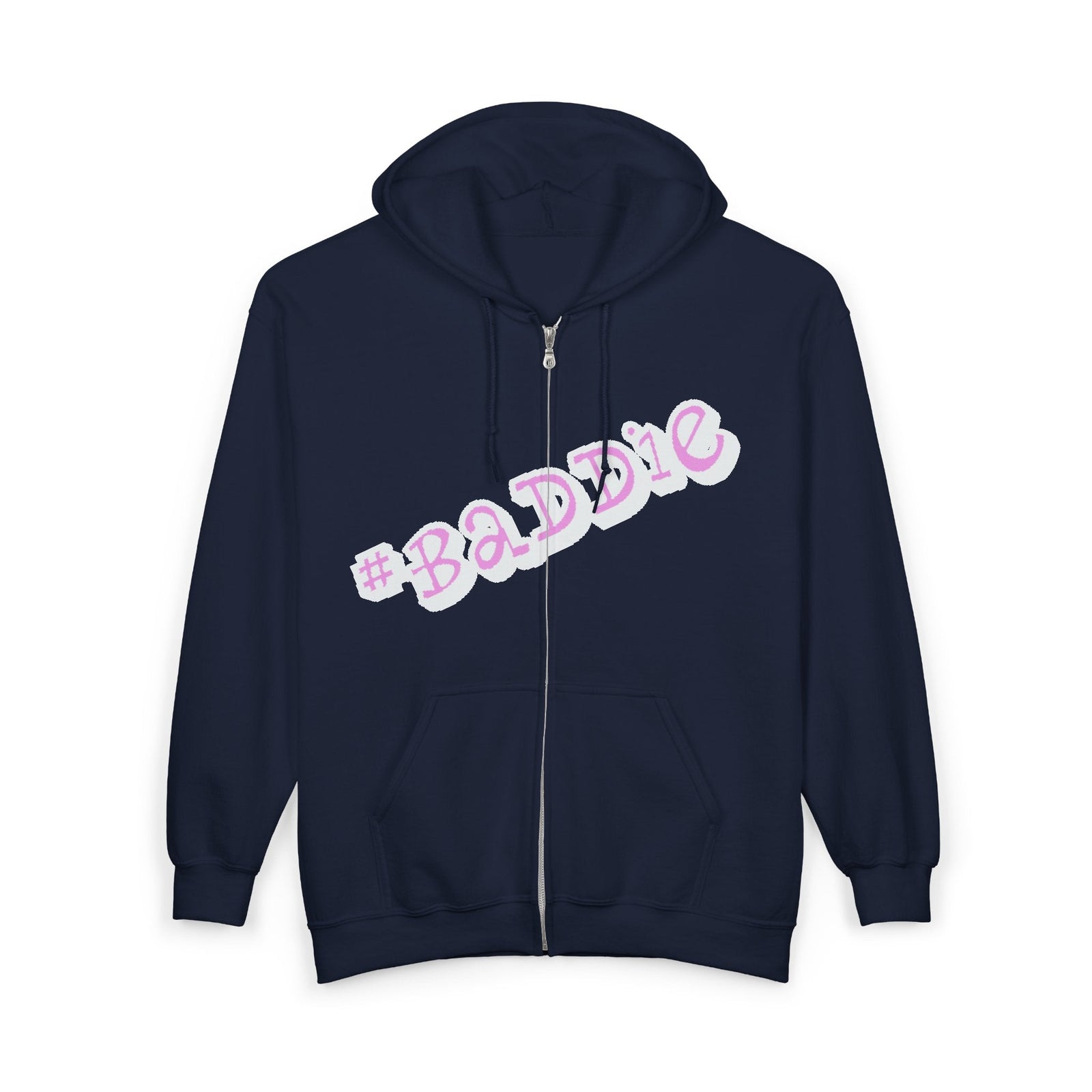 Baddie Pink Script Zip Hoodie — Trendy Streetwear Graphic Hoodie - 314 Originals