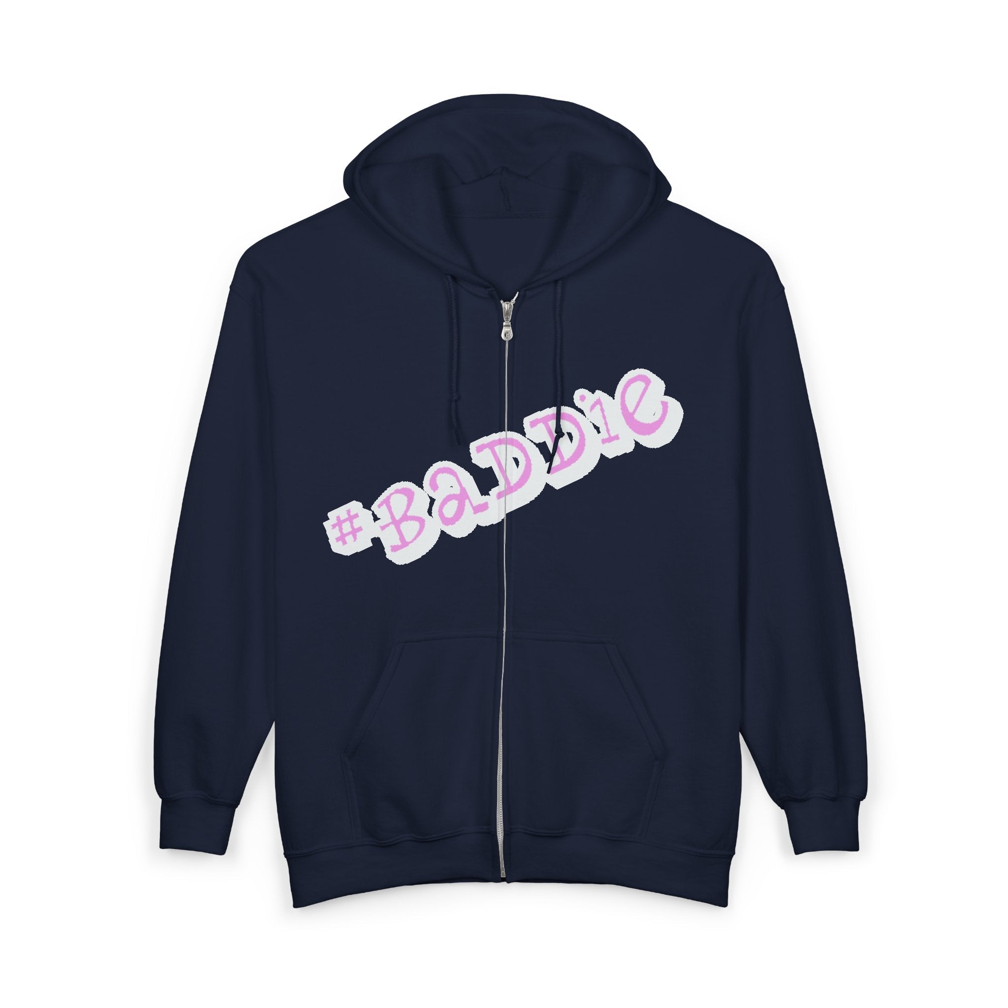 Baddie Pink Script Zip Hoodie — Trendy Streetwear Graphic Hoodie - 314 Originals