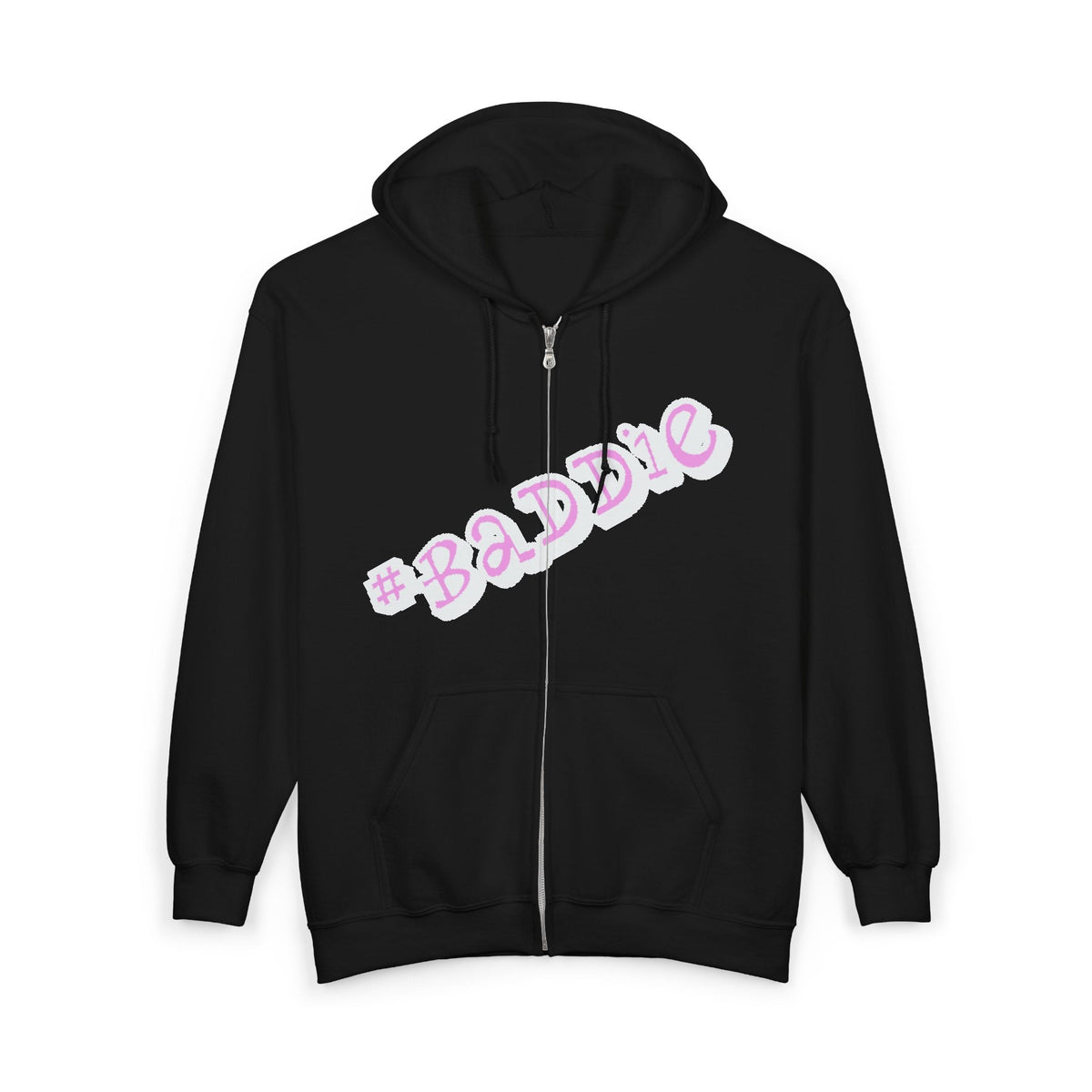 Baddie Pink Script Zip Hoodie — Trendy Streetwear Graphic Hoodie - 314 Originals