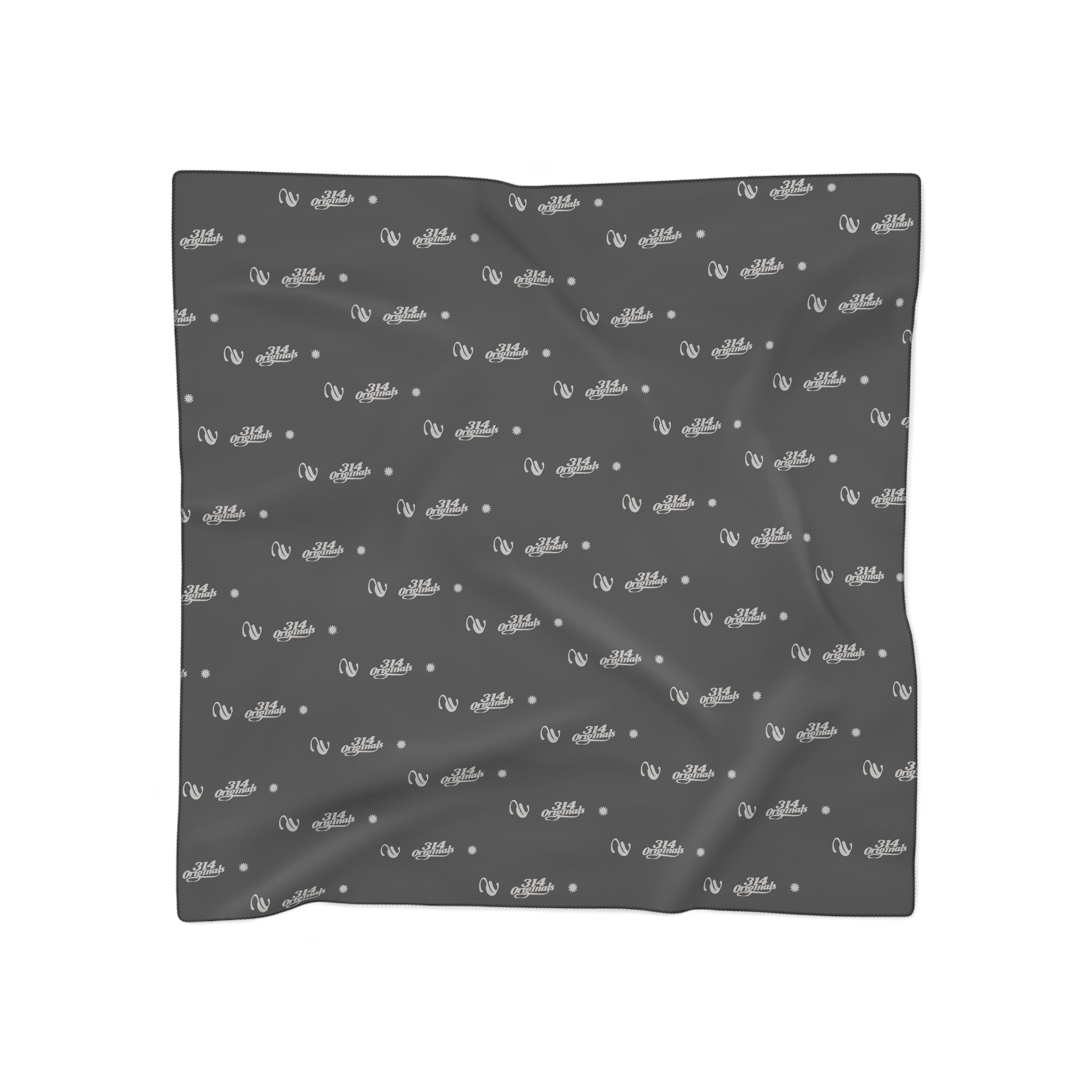 Black and Silver Logo Scarf — Script Pattern Polyester Scarf - 314 Originals
