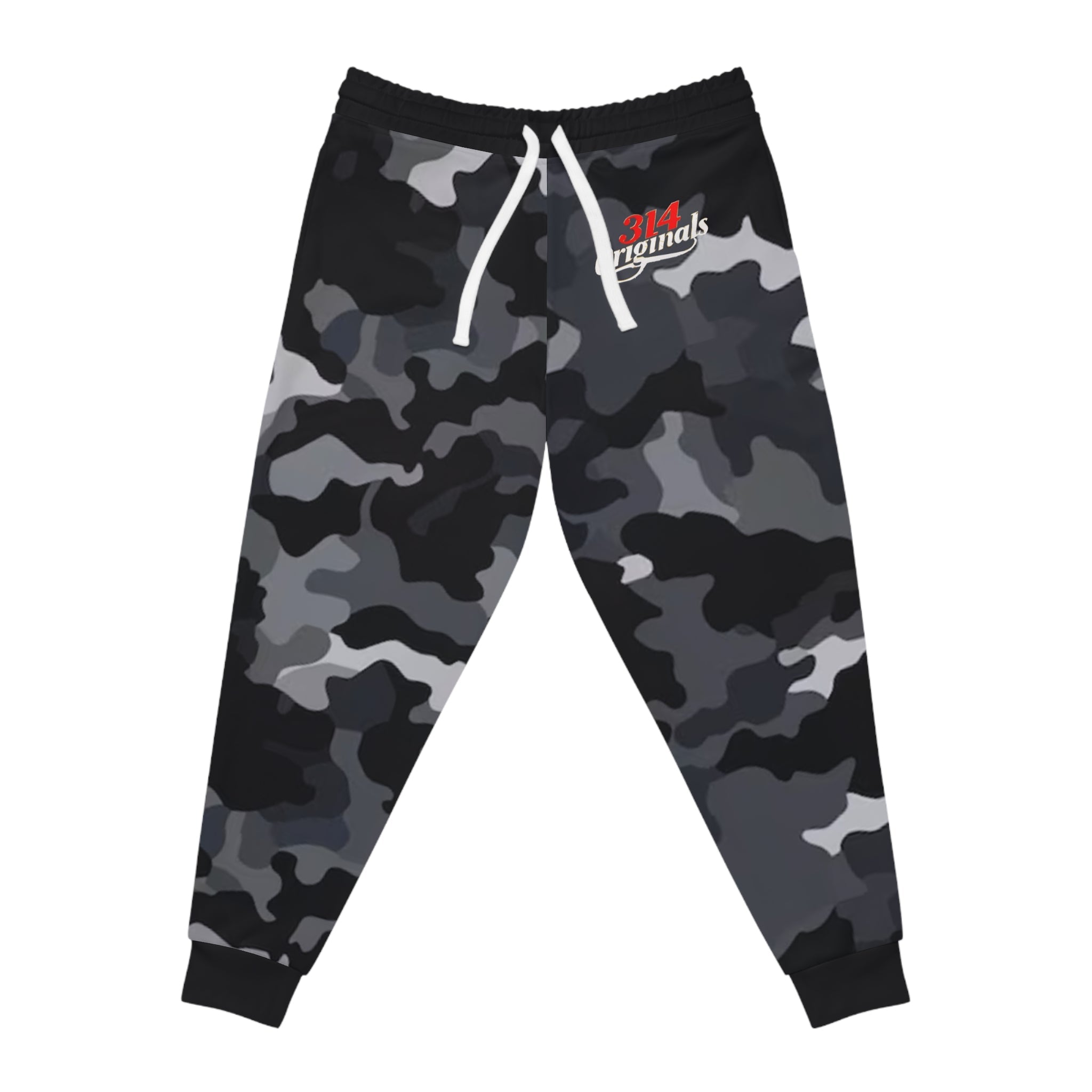 Black Camo 314 Originals Athletic Joggers – Retro Script Logo Sweatpants - 314 Originals