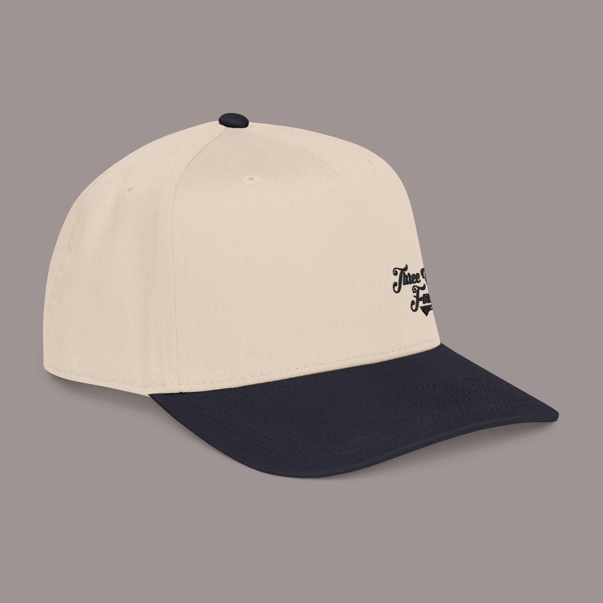 Black Mid Profile Baseball Cap — Casual Vintage Script Hat - 314 Originals