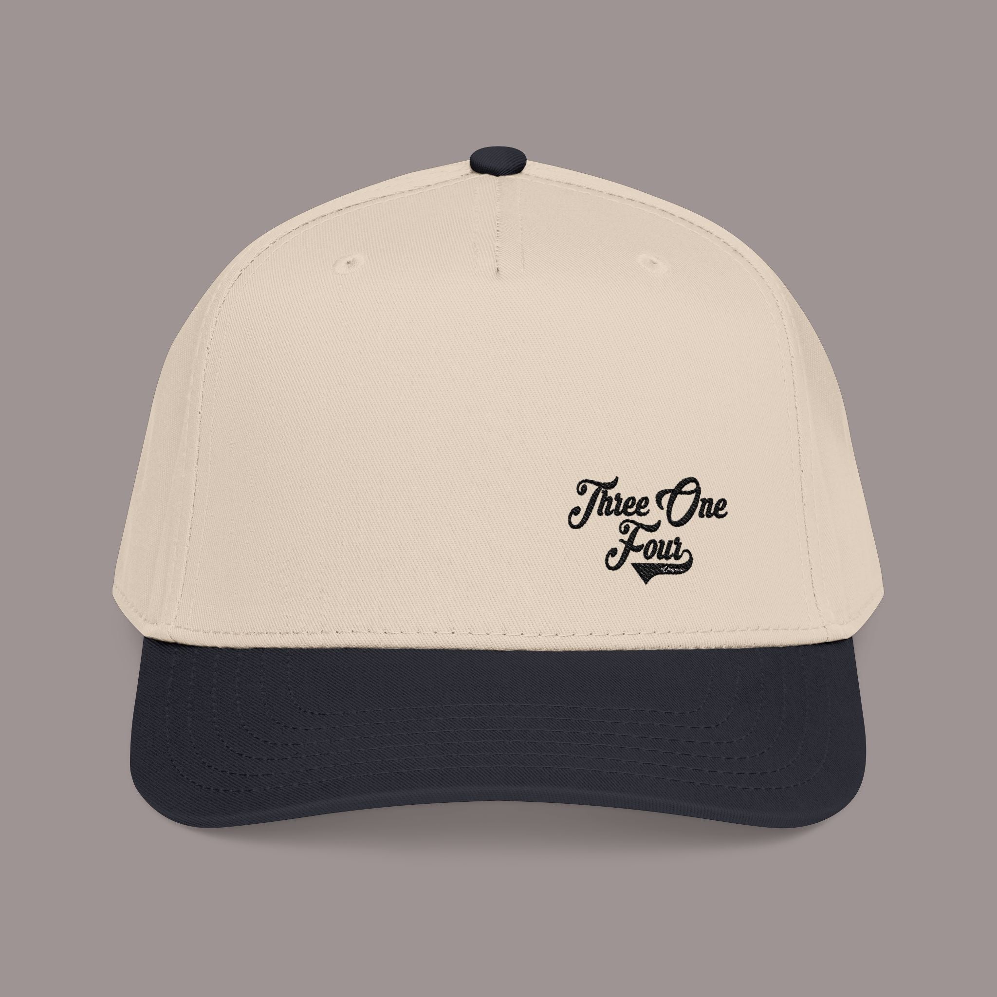 Black Mid Profile Baseball Cap — Casual Vintage Script Hat - 314 Originals