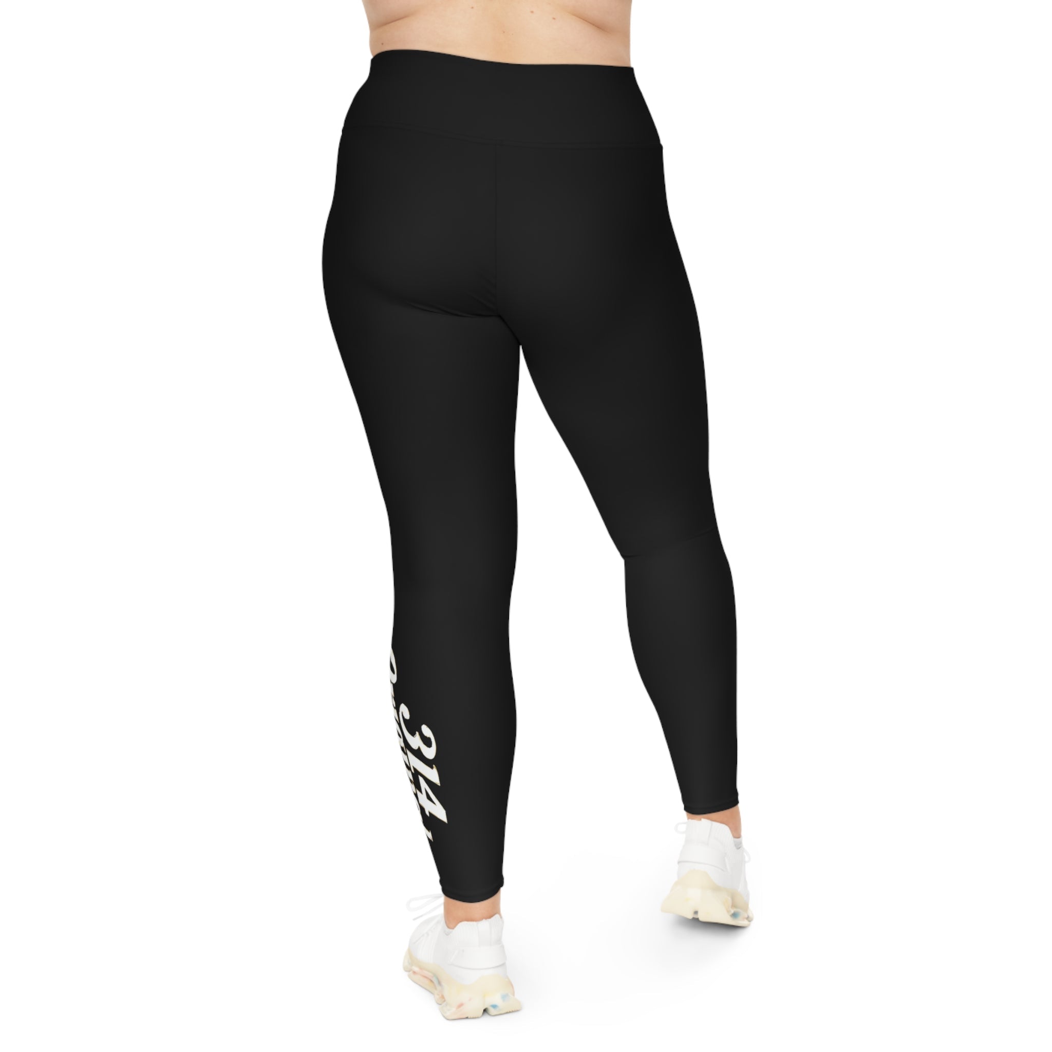 Black Plus Size Leggings — Subtle Side Script Graphic, Comfortable Everyday Activewear - 314 Originals