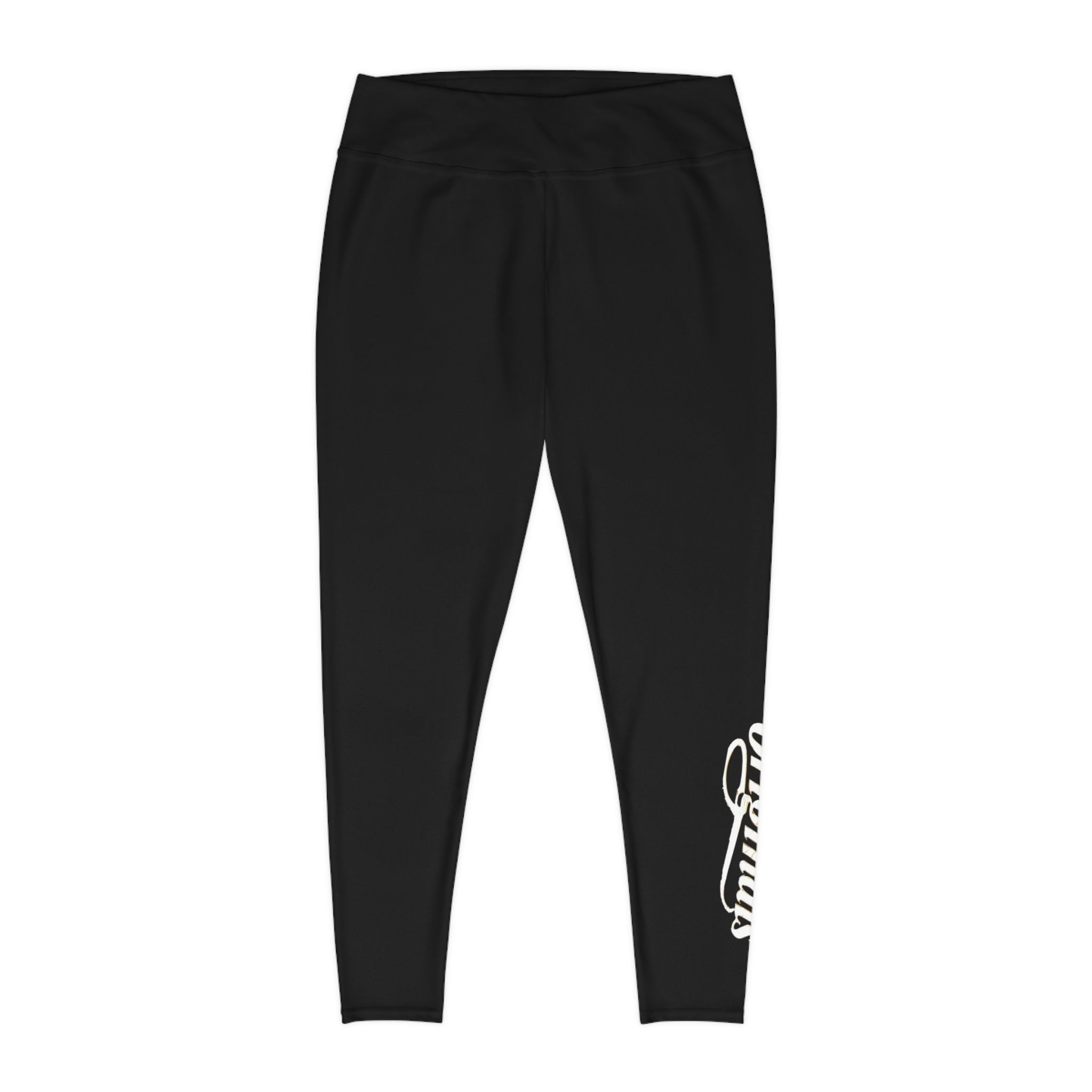 Black Plus Size Leggings — Subtle Side Script Graphic, Comfortable Everyday Activewear - 314 Originals