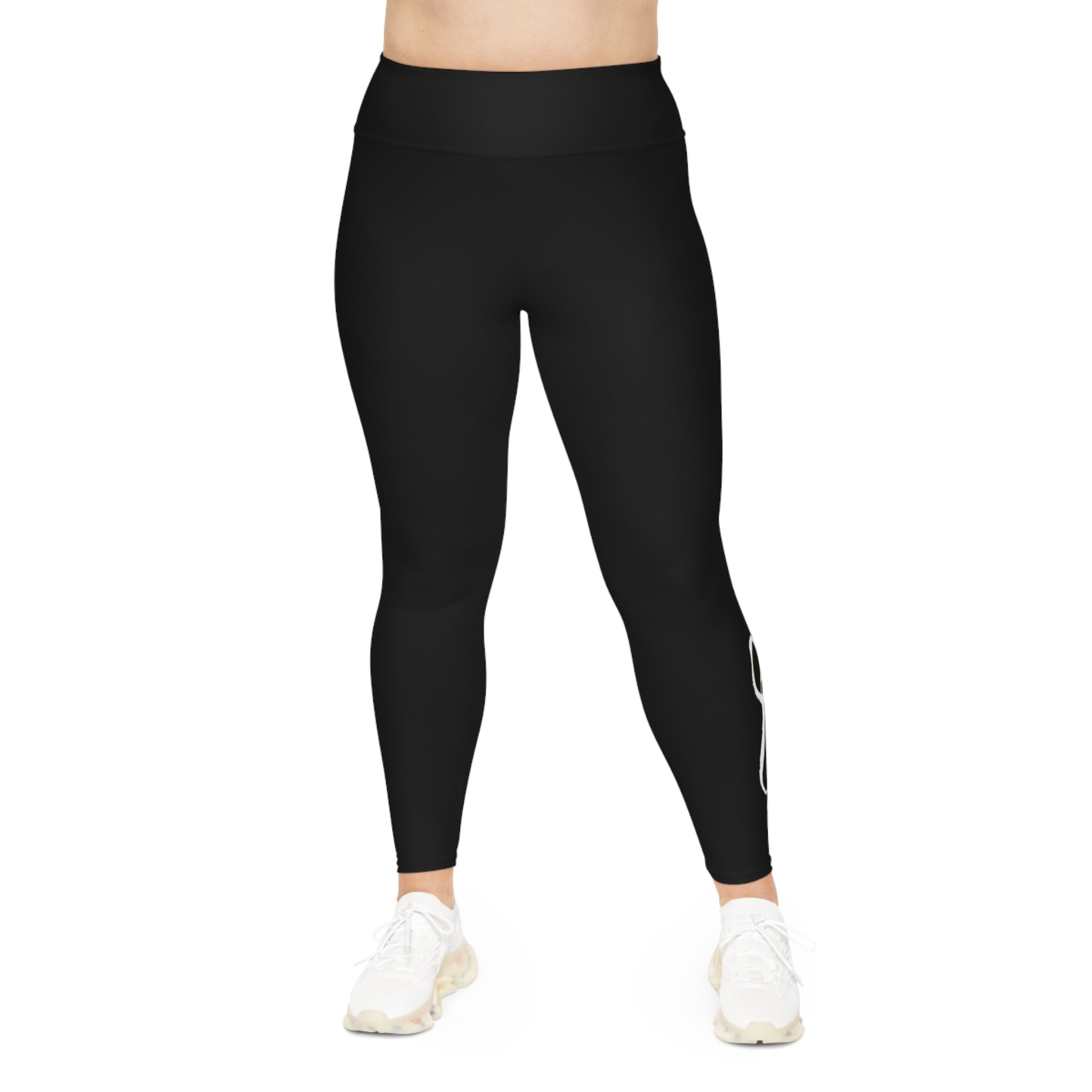 Black Plus Size Leggings — Subtle Side Script Graphic, Comfortable Everyday Activewear - 314 Originals