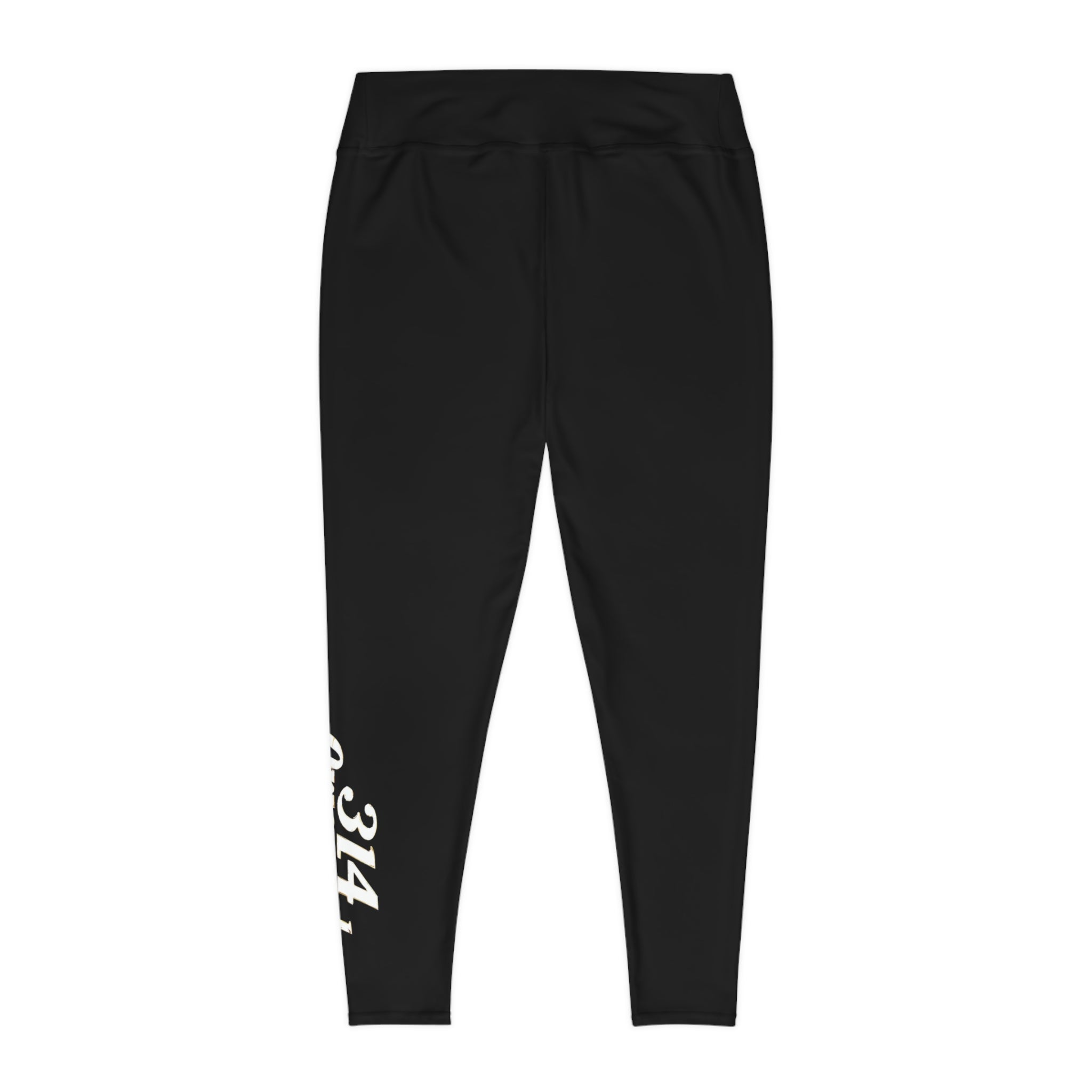 Black Plus Size Leggings — Subtle Side Script Graphic, Comfortable Everyday Activewear - 314 Originals