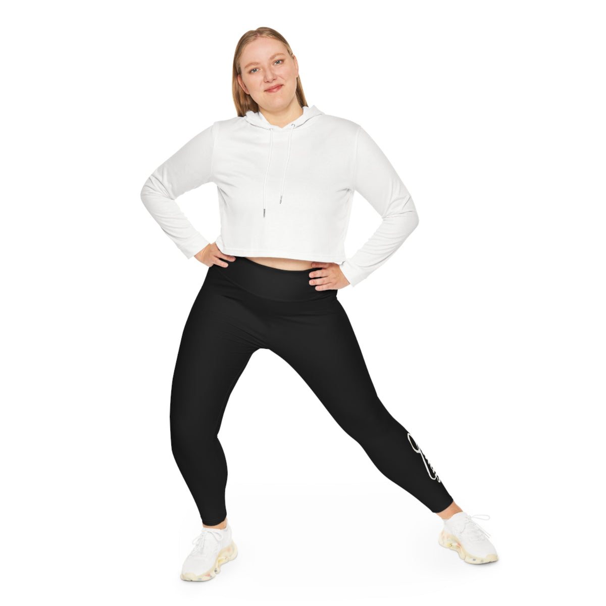 Black Plus Size Leggings — Subtle Side Script Graphic, Comfortable Everyday Activewear - 314 Originals