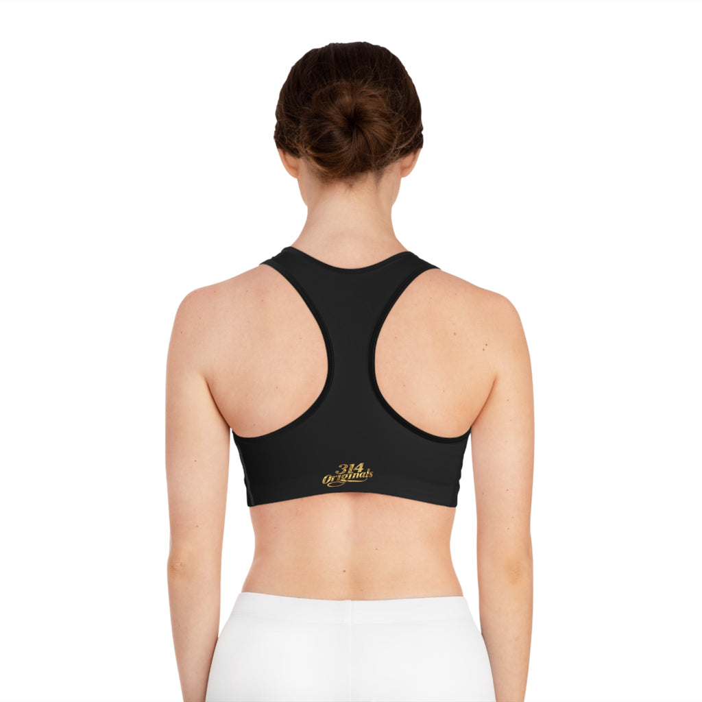 Black Sports Bra — "Originals" Pink Script Athletic Crop Top - 314 Originals