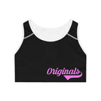 Black Sports Bra — "Originals" Pink Script Athletic Crop Top - 314 Originals