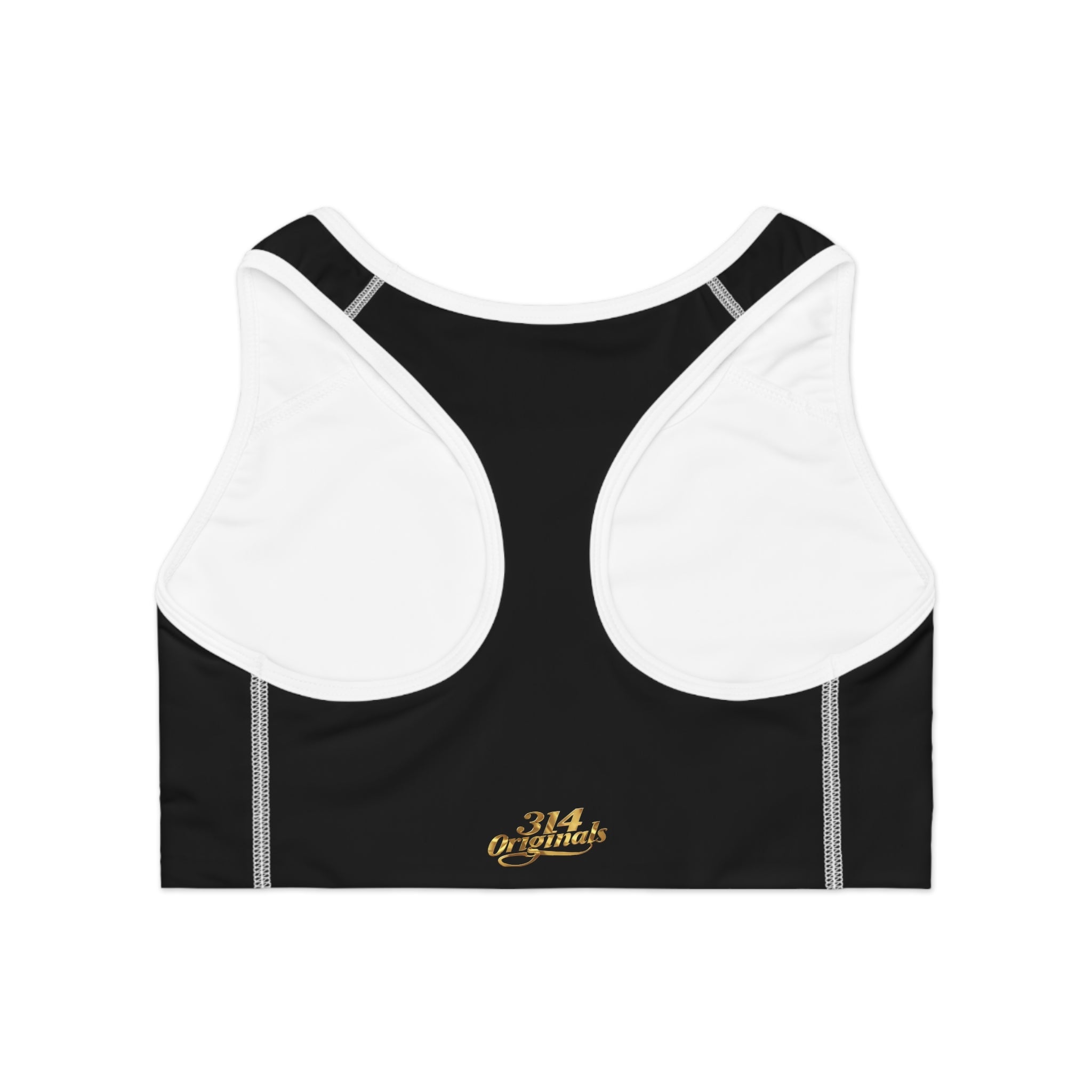 Black Sports Bra — "Originals" Pink Script Athletic Crop Top - 314 Originals