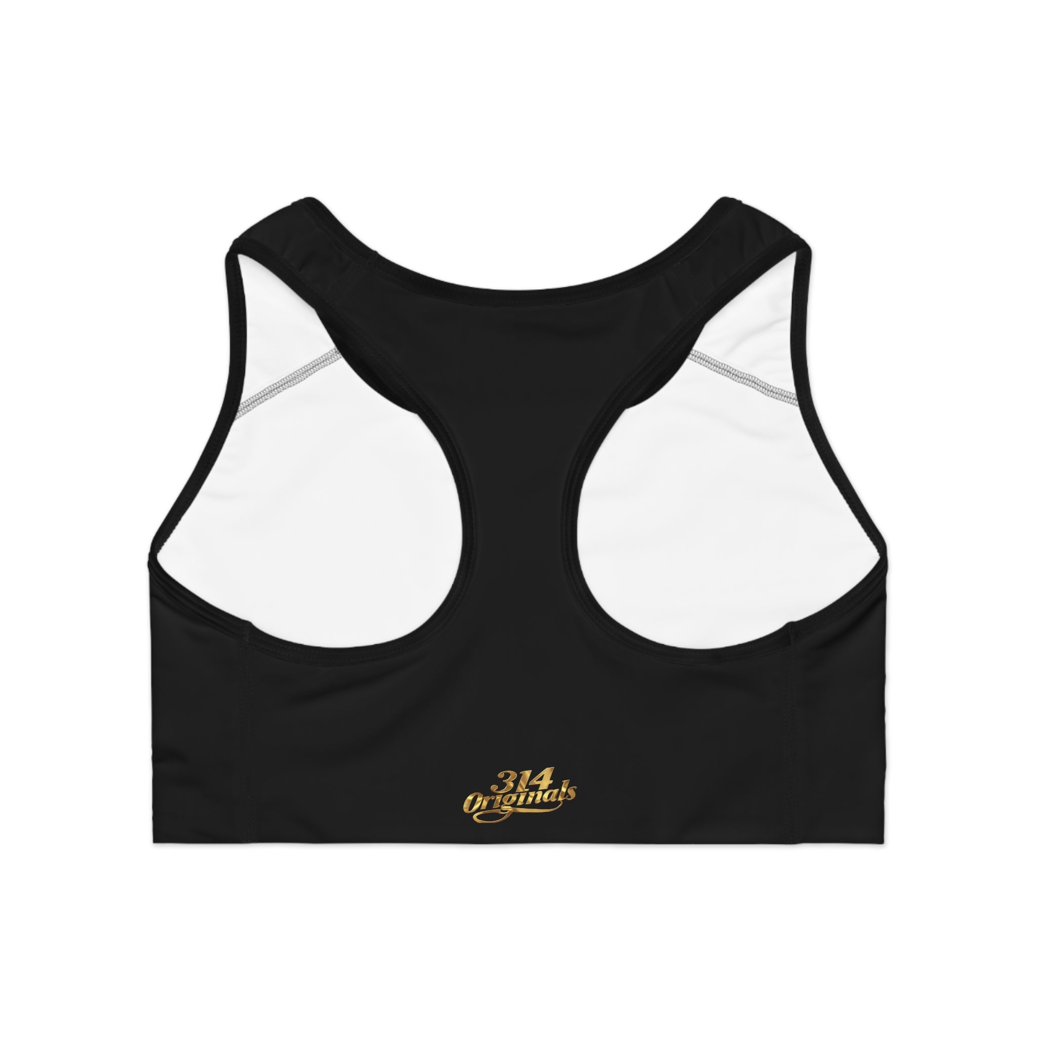 Black Sports Bra — "Originals" Pink Script Athletic Crop Top - 314 Originals