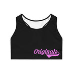 Black Sports Bra — "Originals" Pink Script Athletic Crop Top - 314 Originals