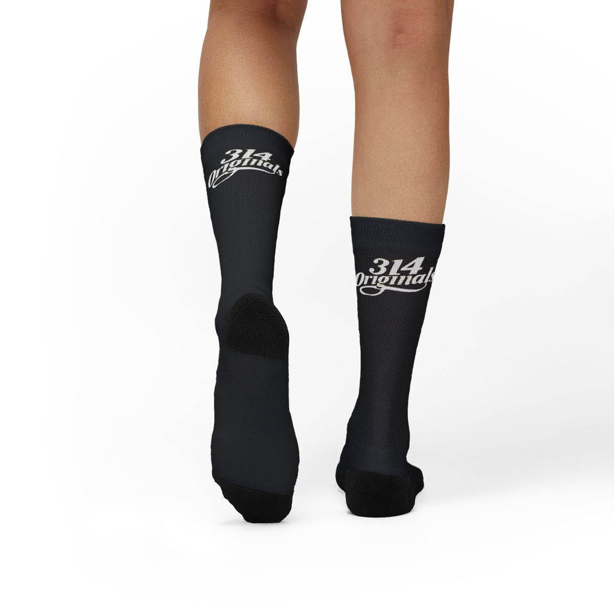 Black Sublimation Socks with '314 Originals' Script — Athletic Crew Socks - 314 Originals