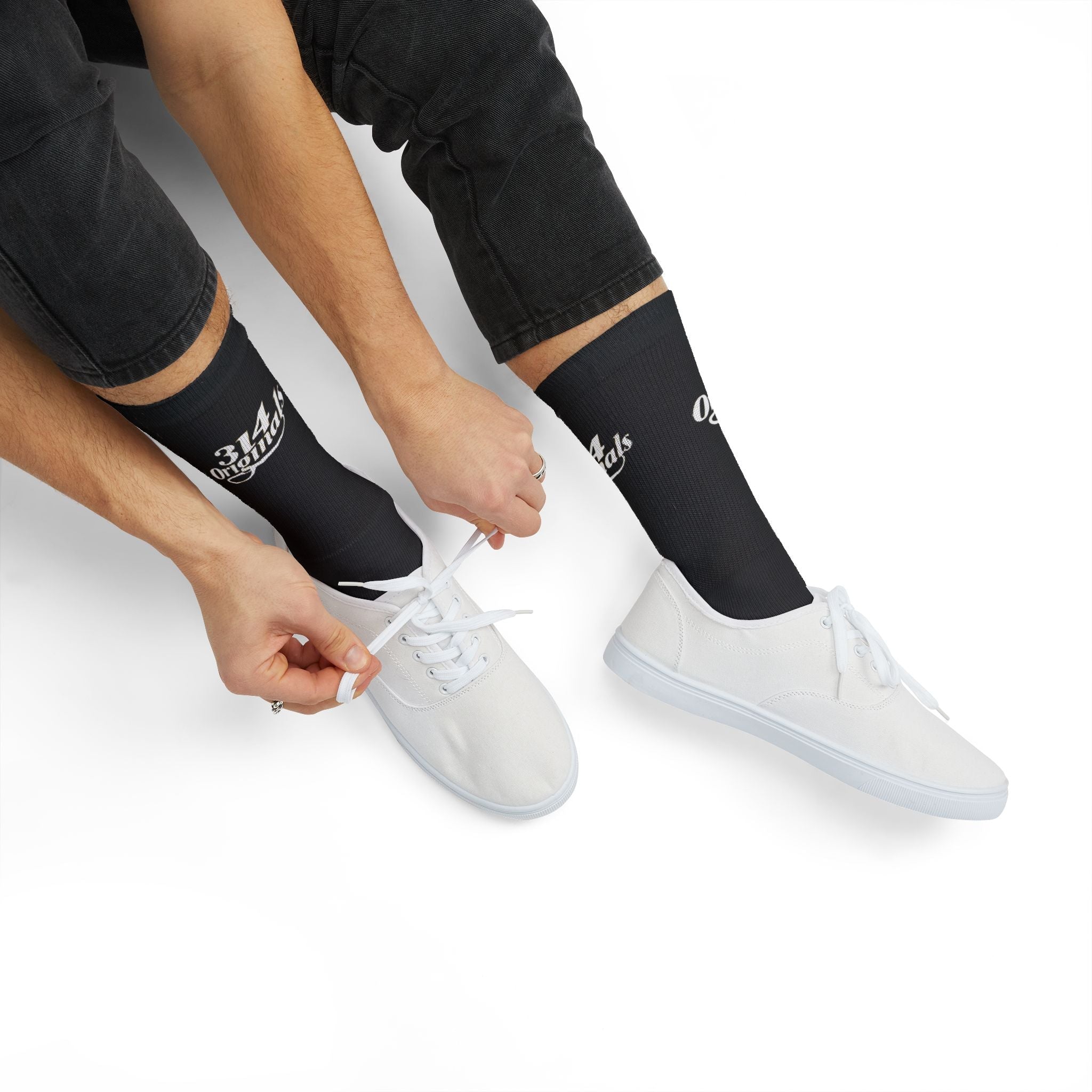 Black Sublimation Socks with '314 Originals' Script — Athletic Crew Socks - 314 Originals