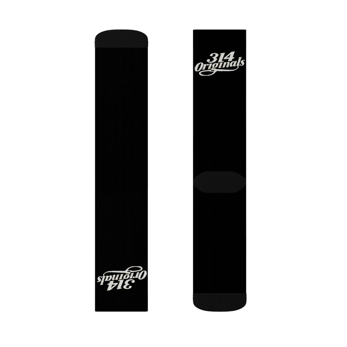 Black Sublimation Socks with '314 Originals' Script — Athletic Crew Socks - 314 Originals