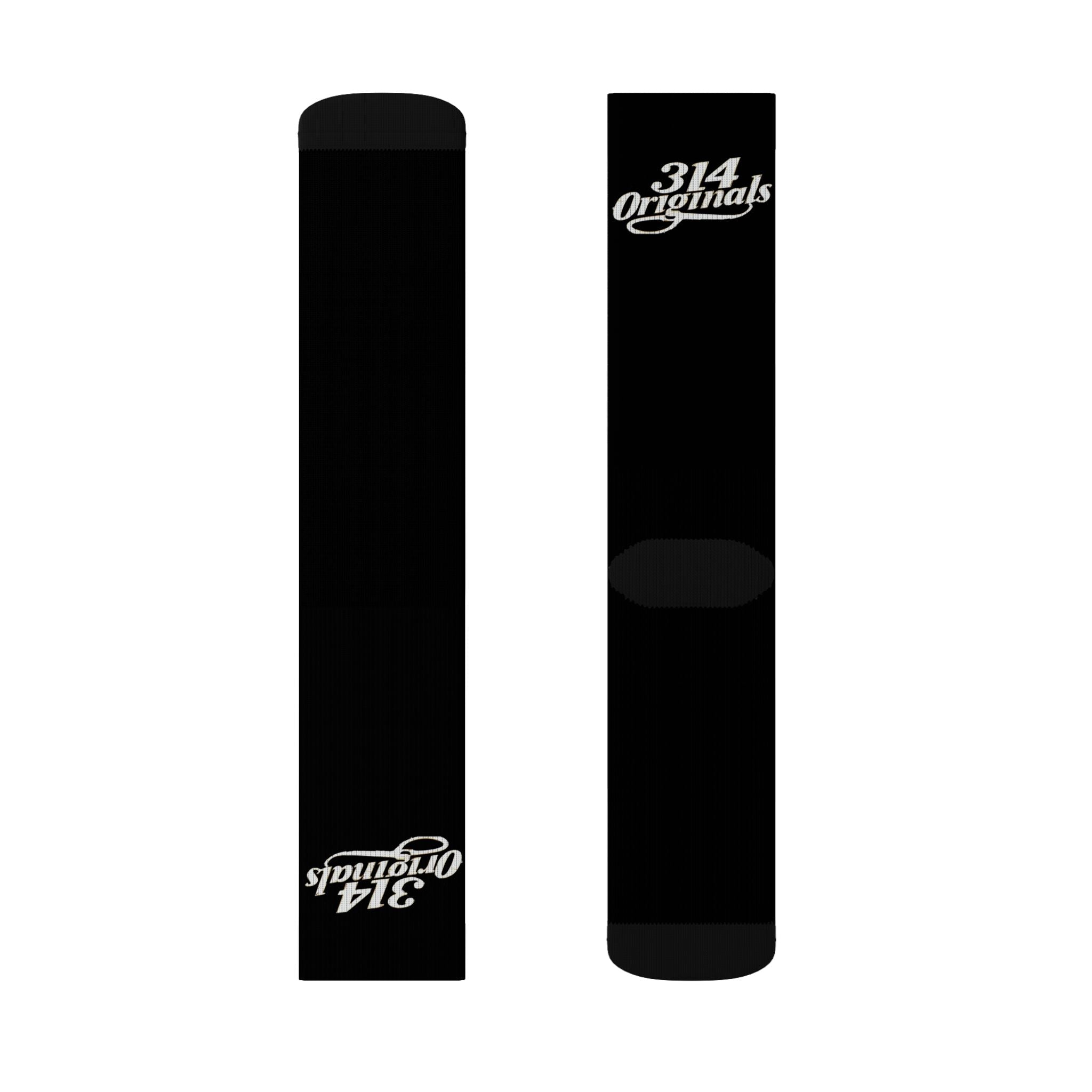 Black Sublimation Socks with '314 Originals' Script — Athletic Crew Socks - 314 Originals