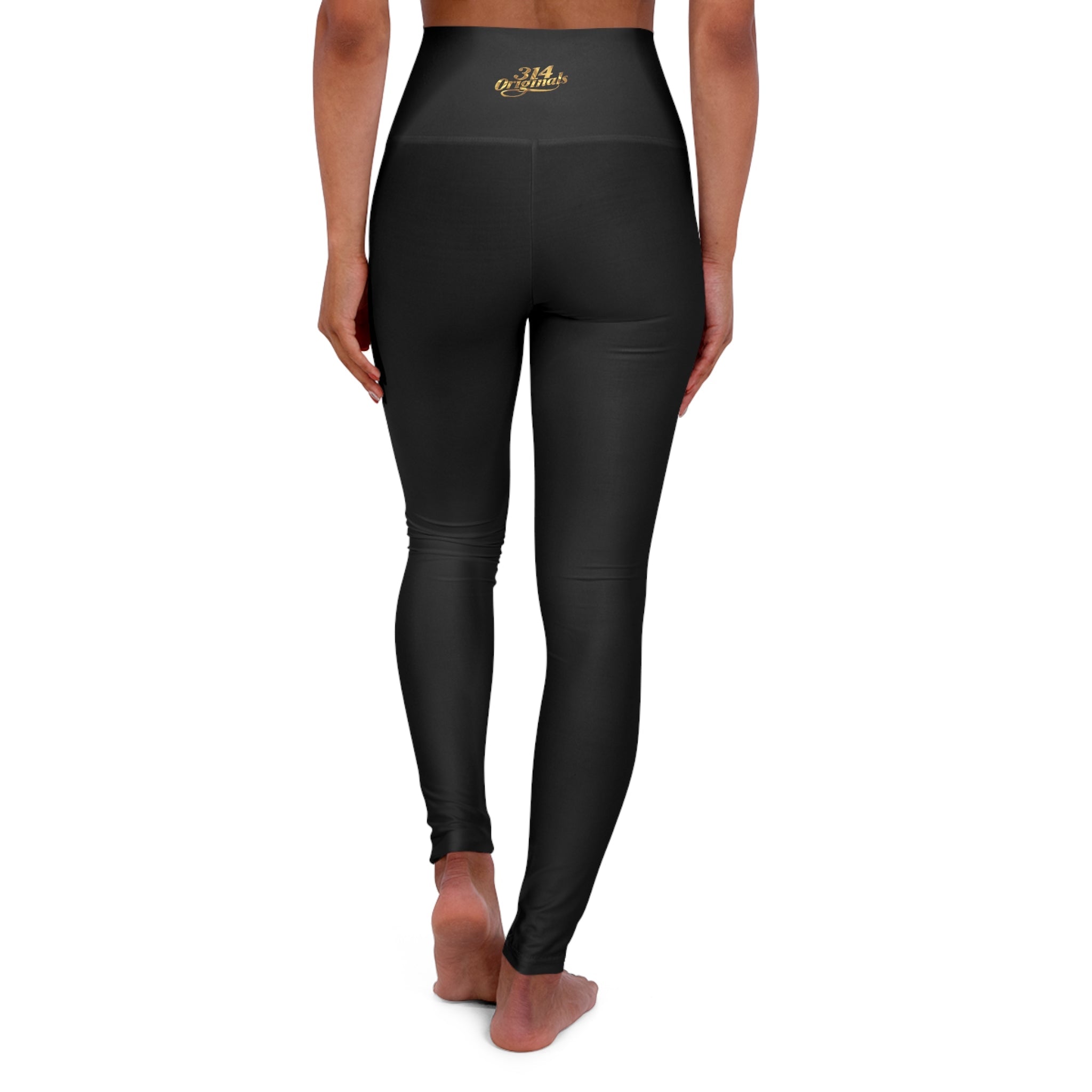 Black Yoga Leggings — High-Waisted Leggings with Pink “Originals” Side Script - 314 Originals
