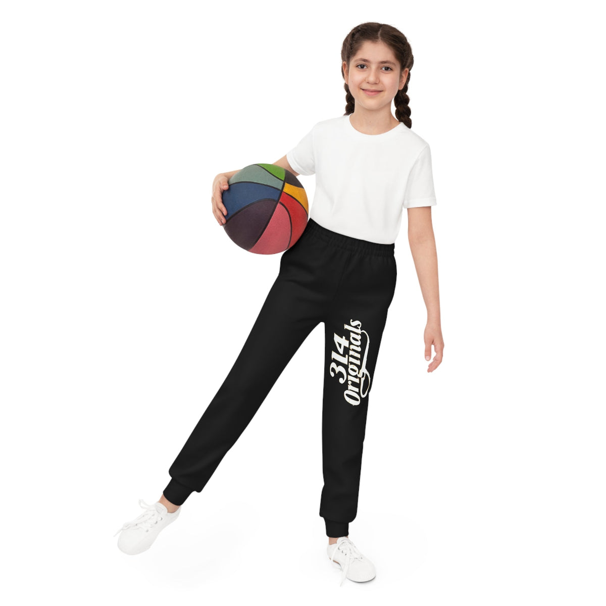 Black Youth Joggers with 314 Originals Side Graphic — Kids Athletic Sweatpants - 314 Originals