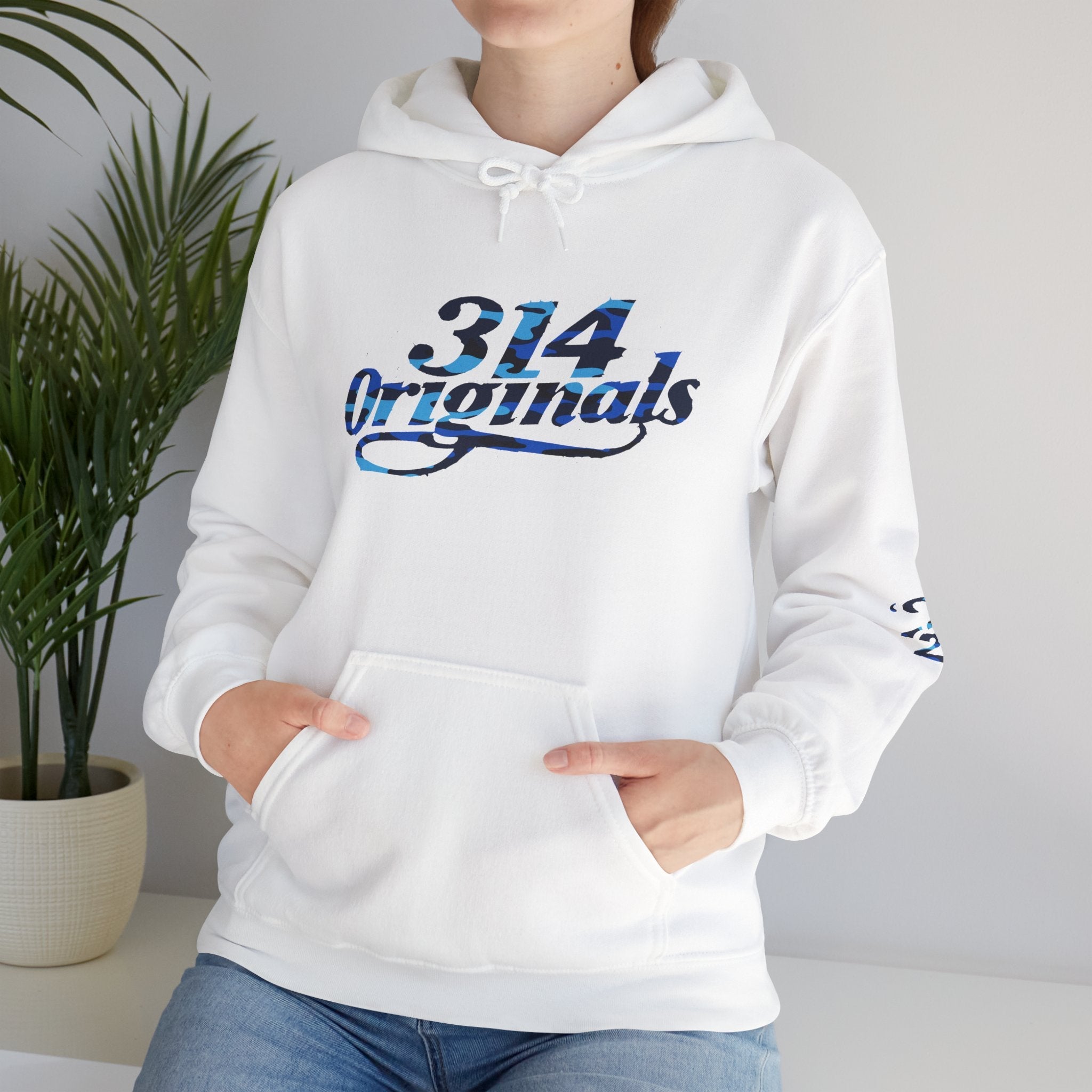 Blue Camo '314' Script Hoodie — City Pride Casual Pullover - 314 Originals