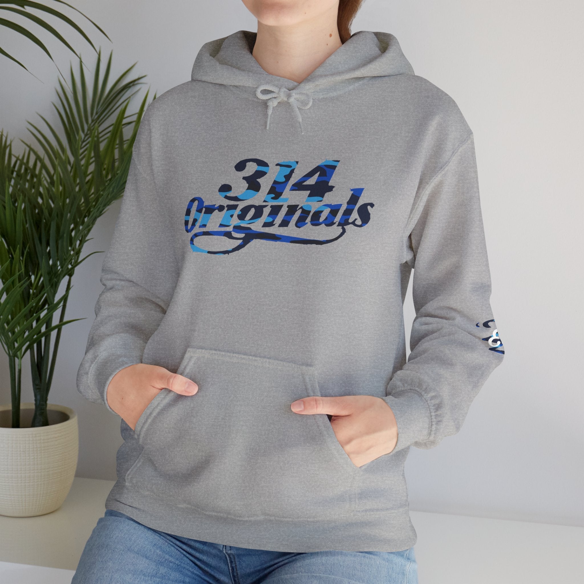 Blue Camo '314' Script Hoodie — City Pride Casual Pullover - 314 Originals