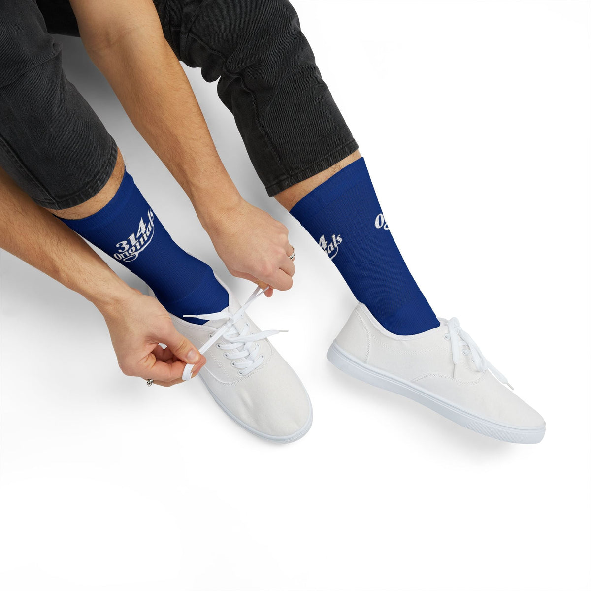 Blue Sublimation Socks with '314 Originals' Script — Athletic Crew Socks - 314 Originals