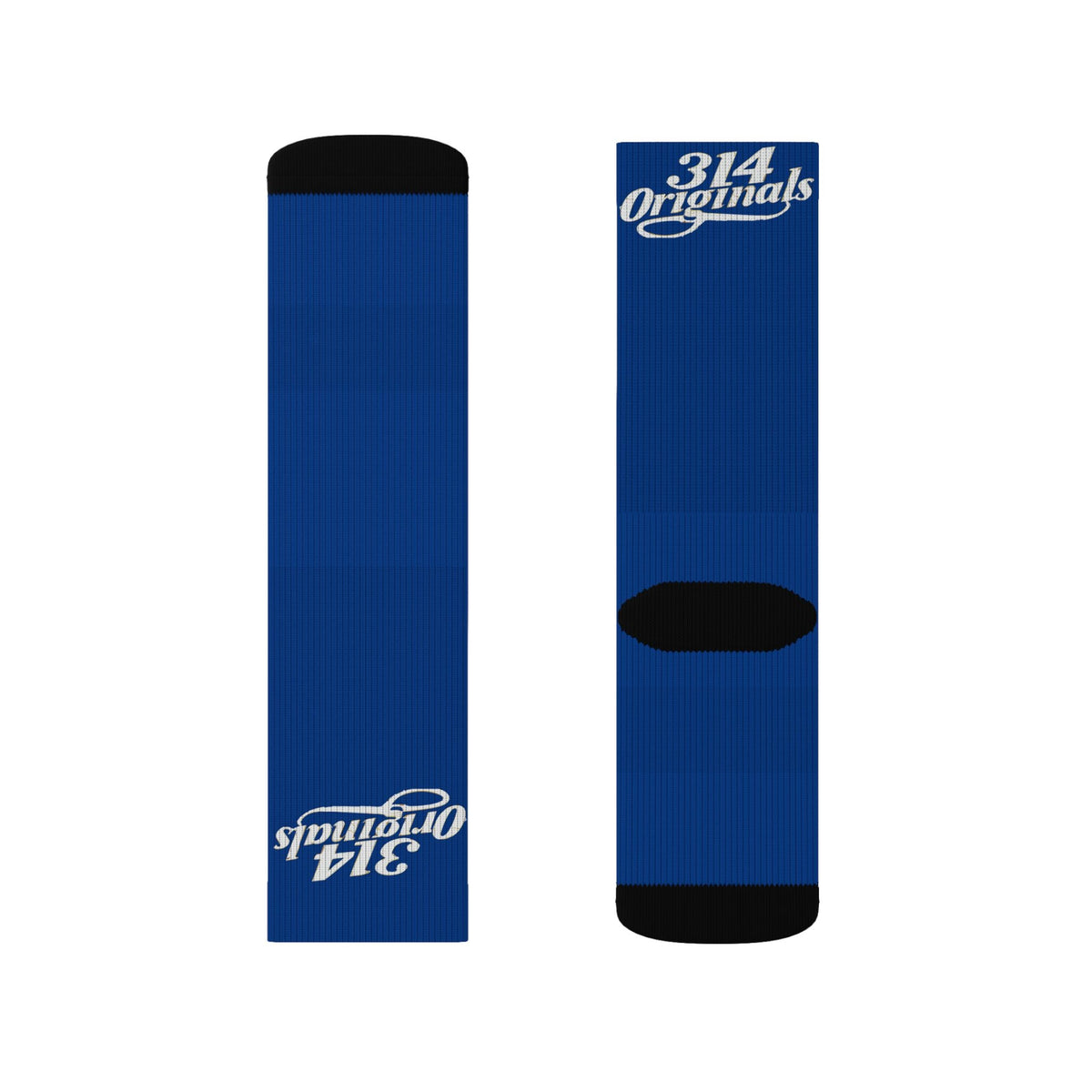 Blue Sublimation Socks with '314 Originals' Script — Athletic Crew Socks - 314 Originals