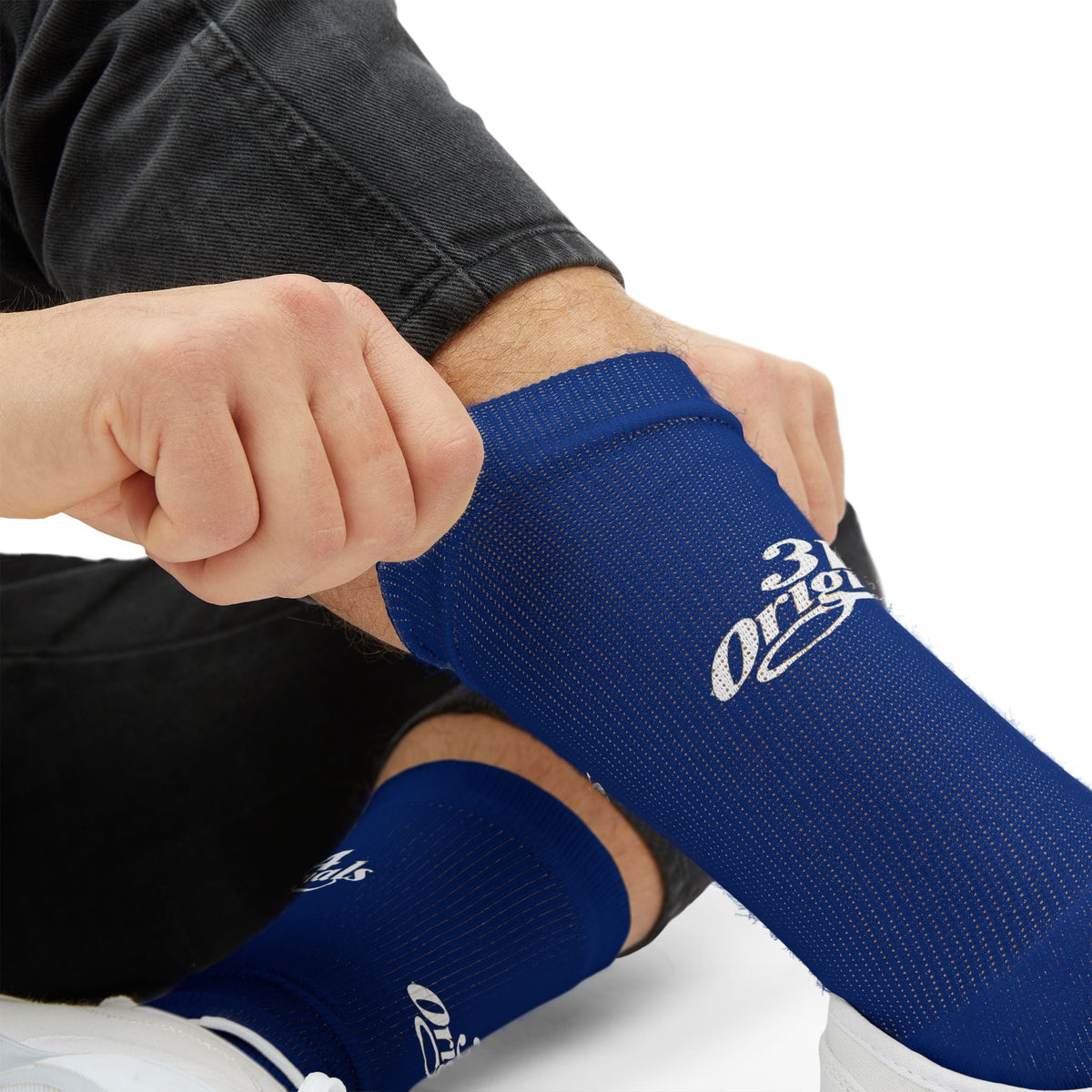 Blue Sublimation Socks with '314 Originals' Script — Athletic Crew Socks - 314 Originals