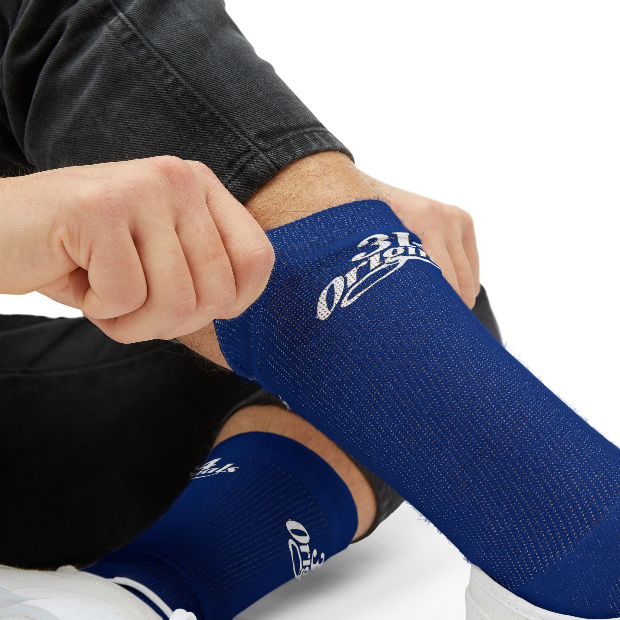 Blue Sublimation Socks with '314 Originals' Script — Athletic Crew Socks - 314 Originals