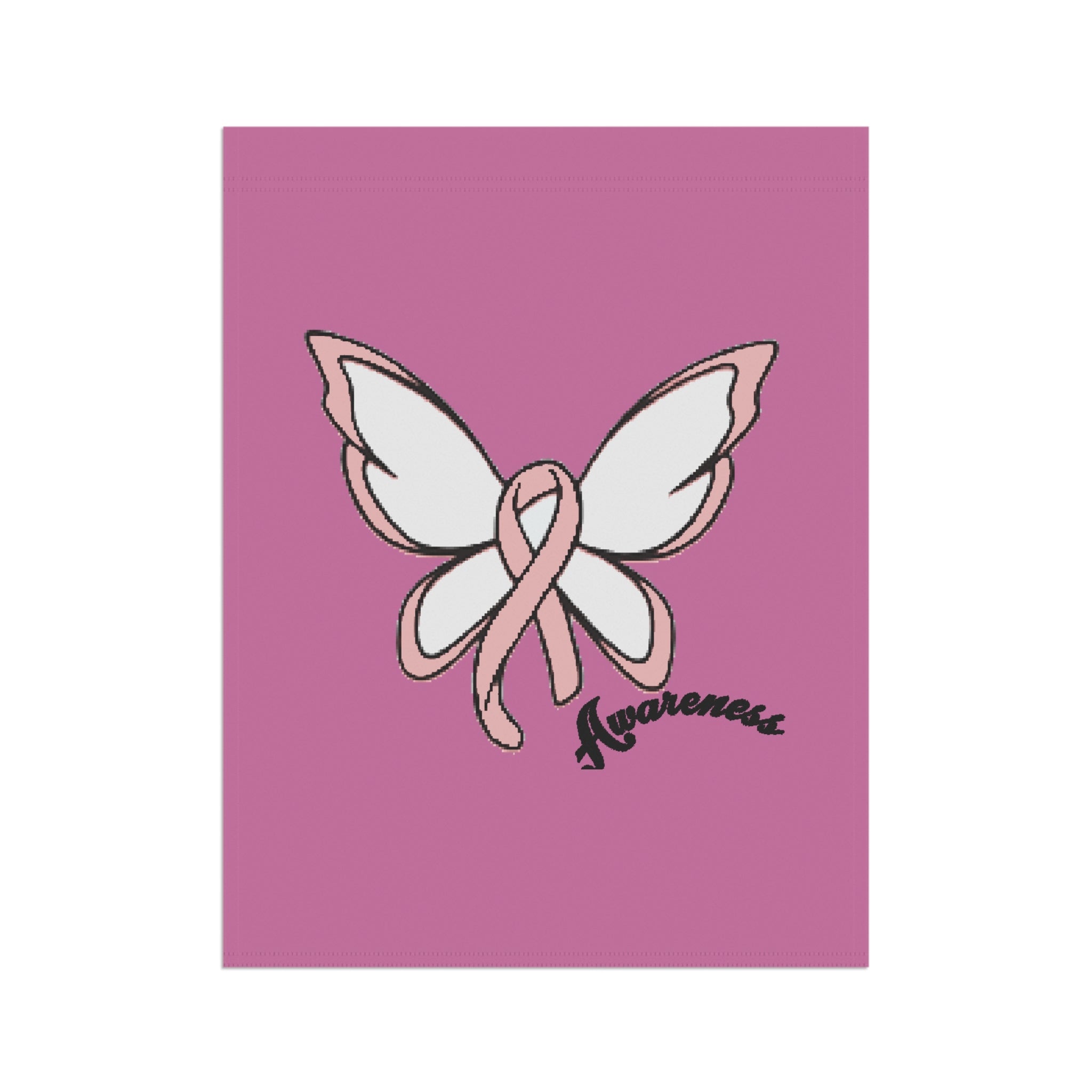 Breast Cancer Awareness Butterfly Garden Flag – 'Awareness' Pink Ribbon House Banner - 314 Originals