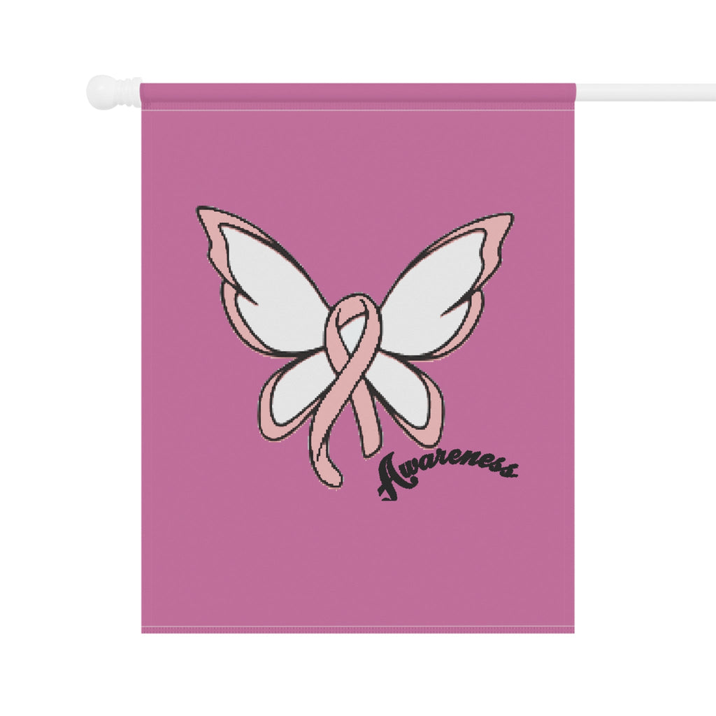 Breast Cancer Awareness Butterfly Garden Flag – 'Awareness' Pink Ribbon House Banner - 314 Originals