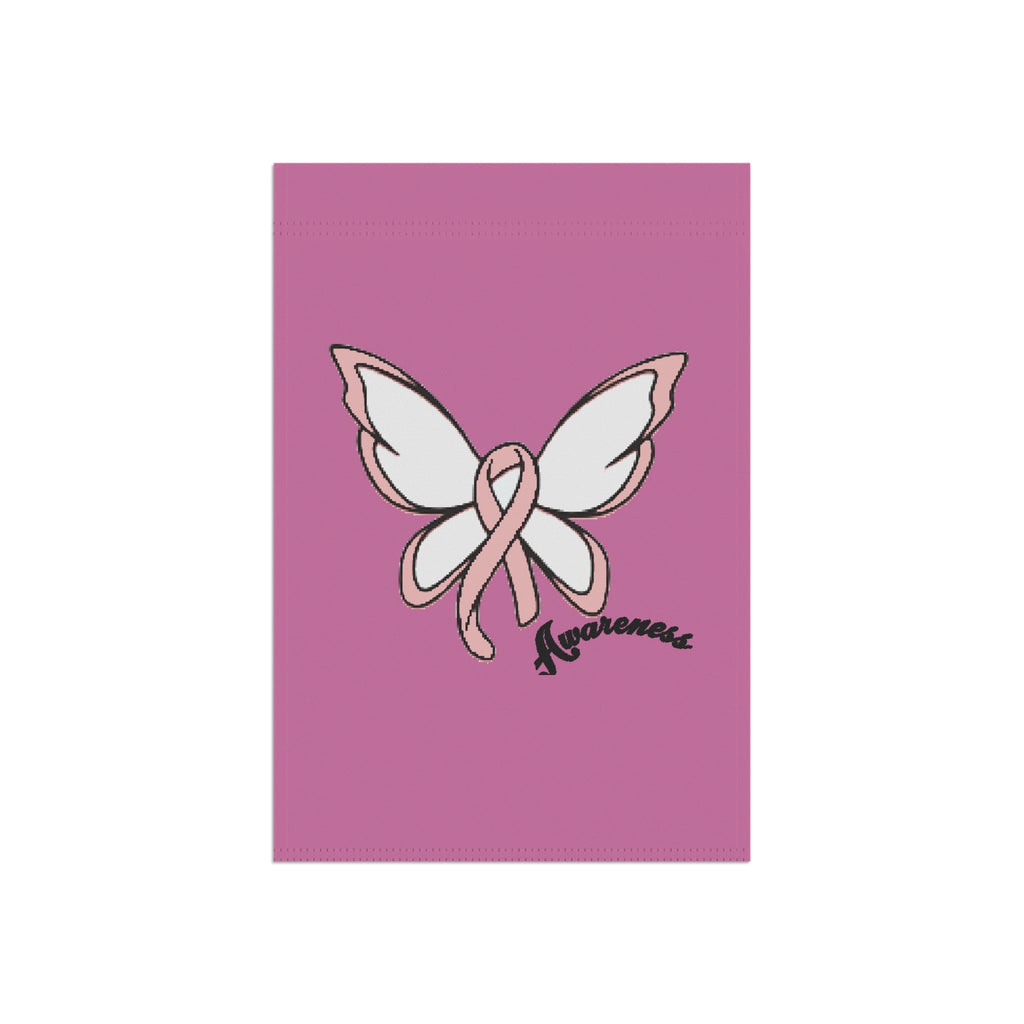 Breast Cancer Awareness Butterfly Garden Flag – 'Awareness' Pink Ribbon House Banner - 314 Originals