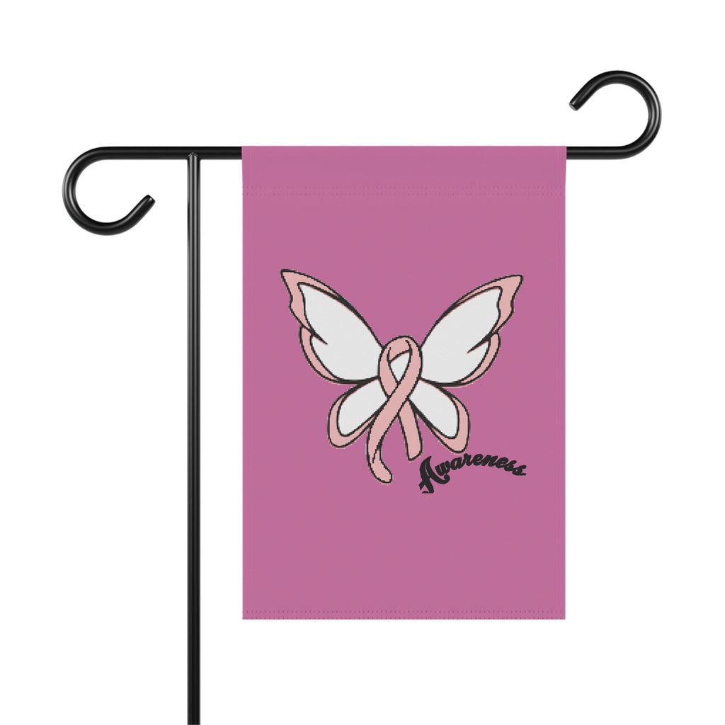 Breast Cancer Awareness Butterfly Garden Flag – 'Awareness' Pink Ribbon House Banner - 314 Originals