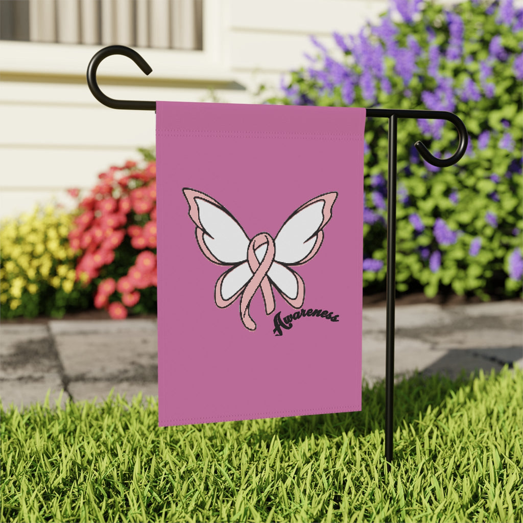 Breast Cancer Awareness Butterfly Garden Flag – 'Awareness' Pink Ribbon House Banner - 314 Originals