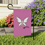 Breast Cancer Awareness Butterfly Garden Flag – 'Awareness' Pink Ribbon House Banner - 314 Originals